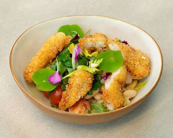 Crumbed sweetbreads and cannellini bean salad Recipe | Beef + Lamb New Zealand