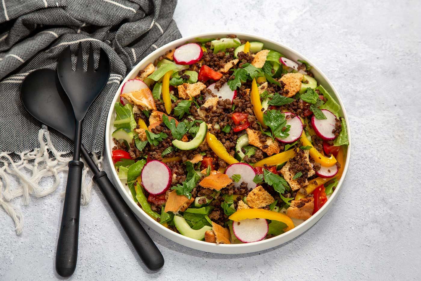Fattoush with crispy lamb Recipe | Beef + Lamb New Zealand