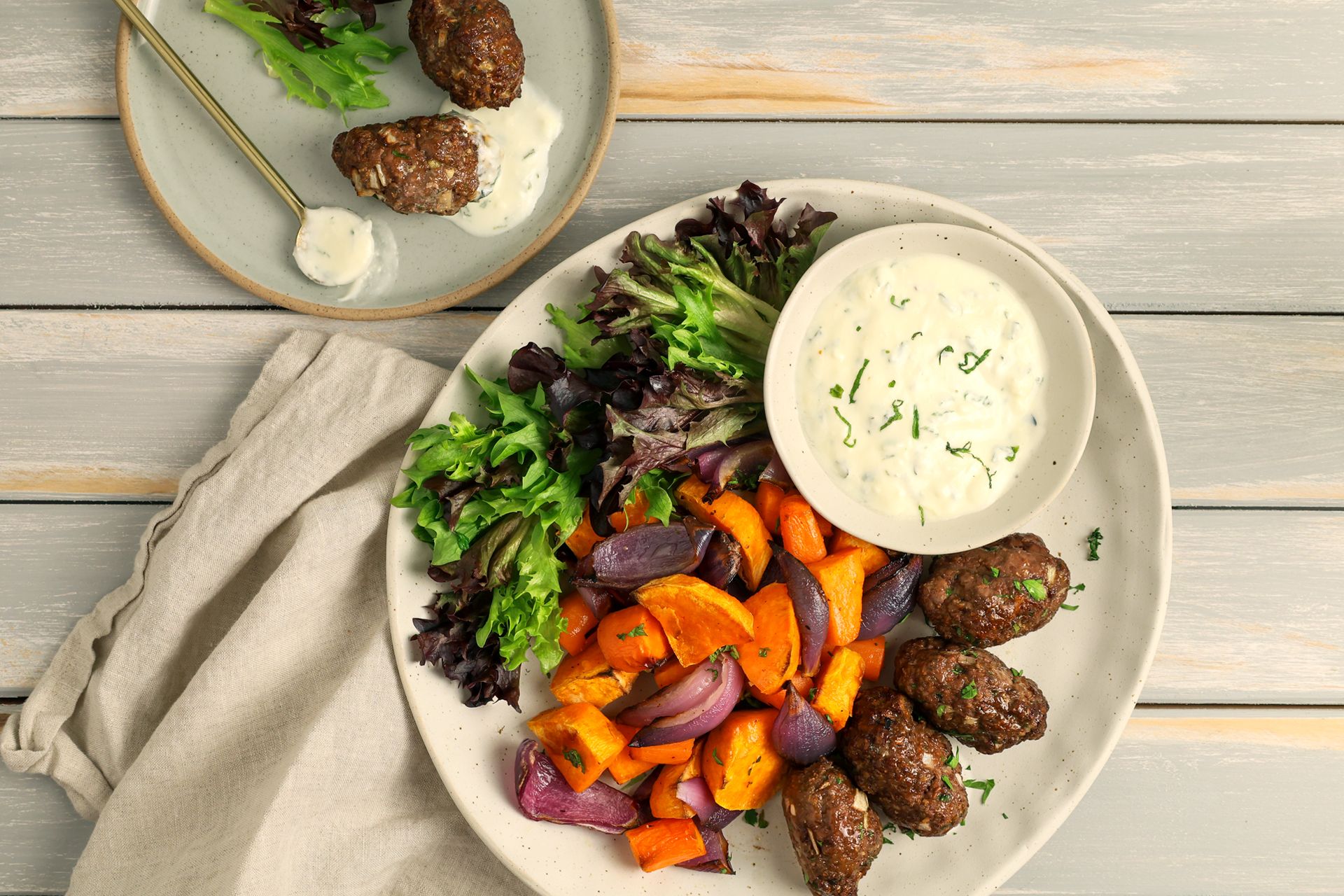 Beef kofta with roasted winter vegetables Recipe | Beef + Lamb New Zealand