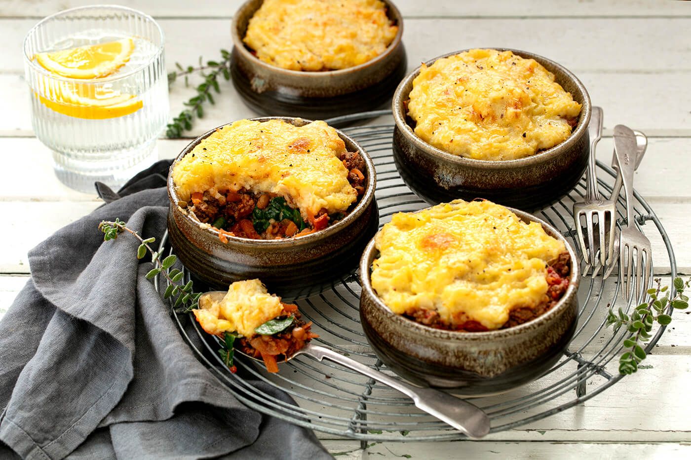 Hearty Beef Pies Topped with Cheesy Cauliflower Mash