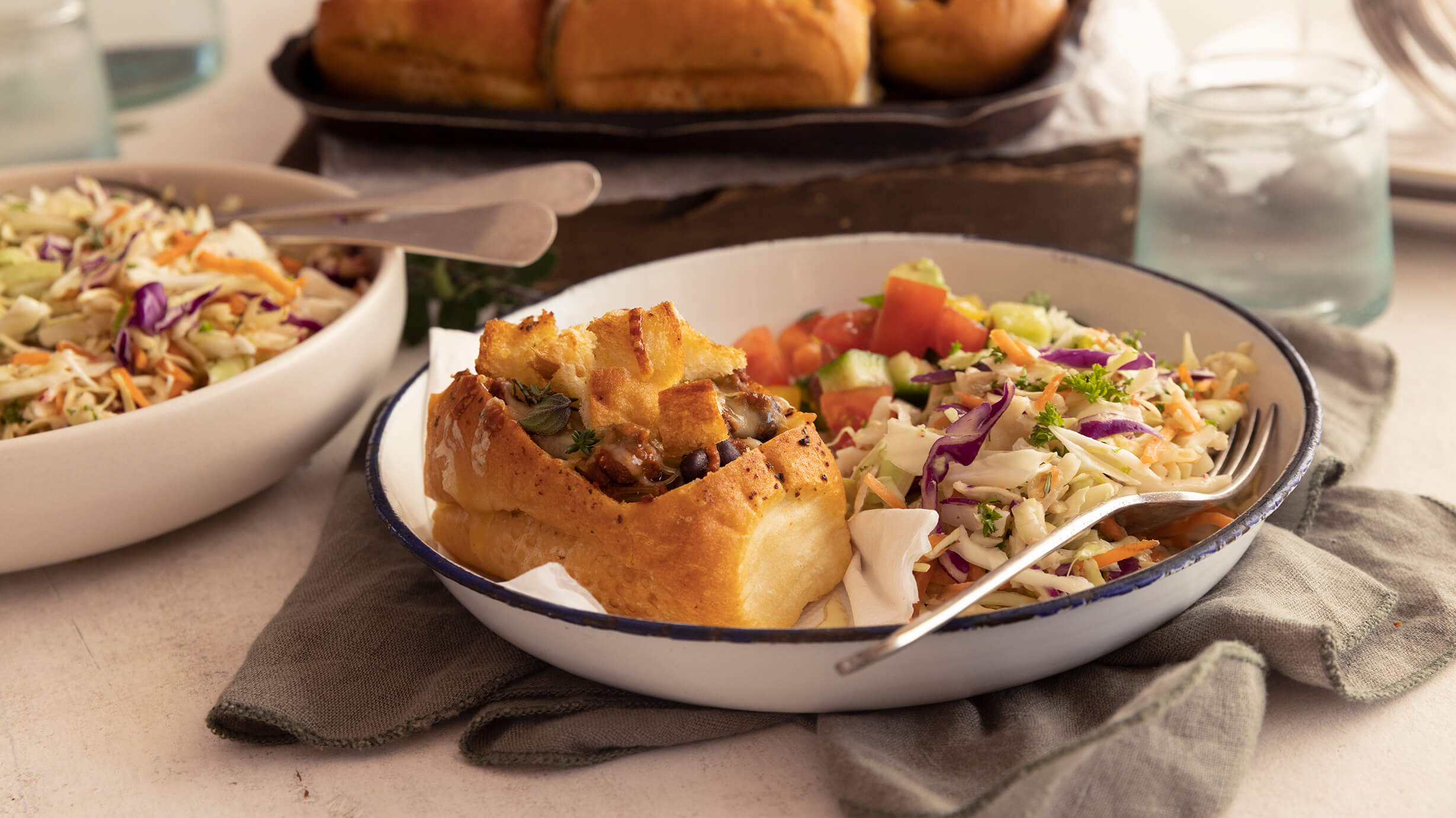 Mexi mince beef buns with crispy croutons Recipe | Beef + Lamb New Zealand