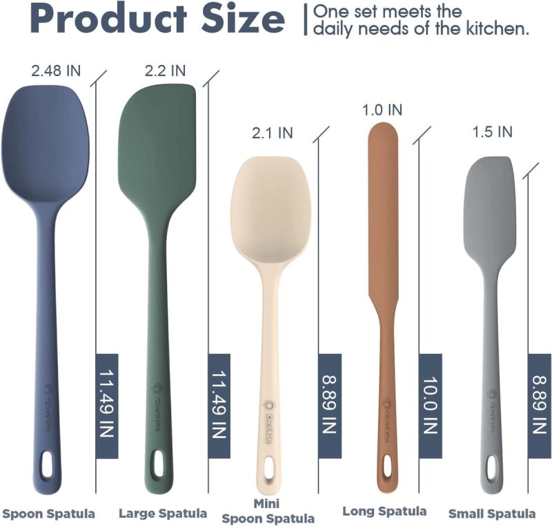 ChefAide 5 Pieces Silicone Spatulas Set