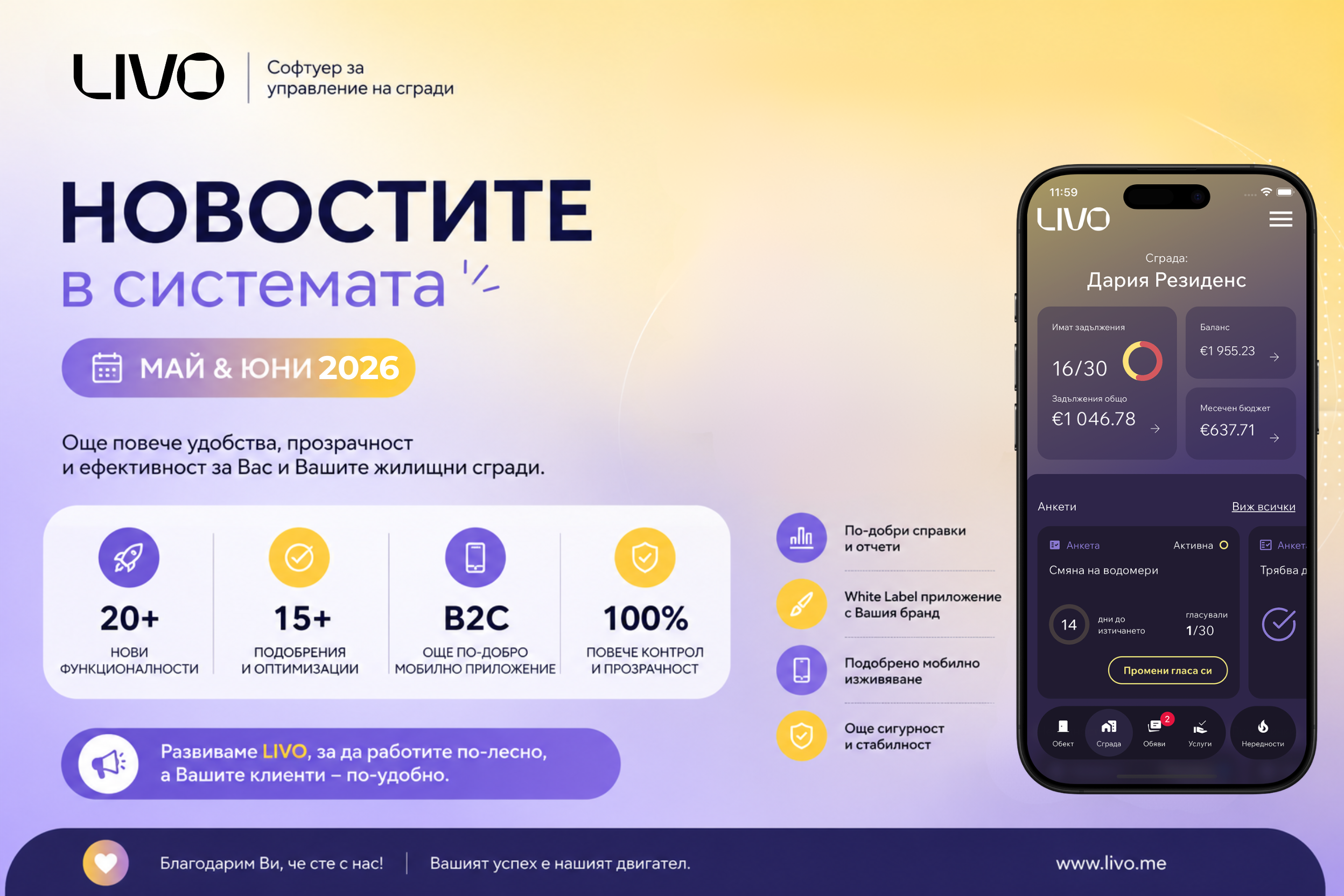 Новостите в LIVO за май и юни 2026