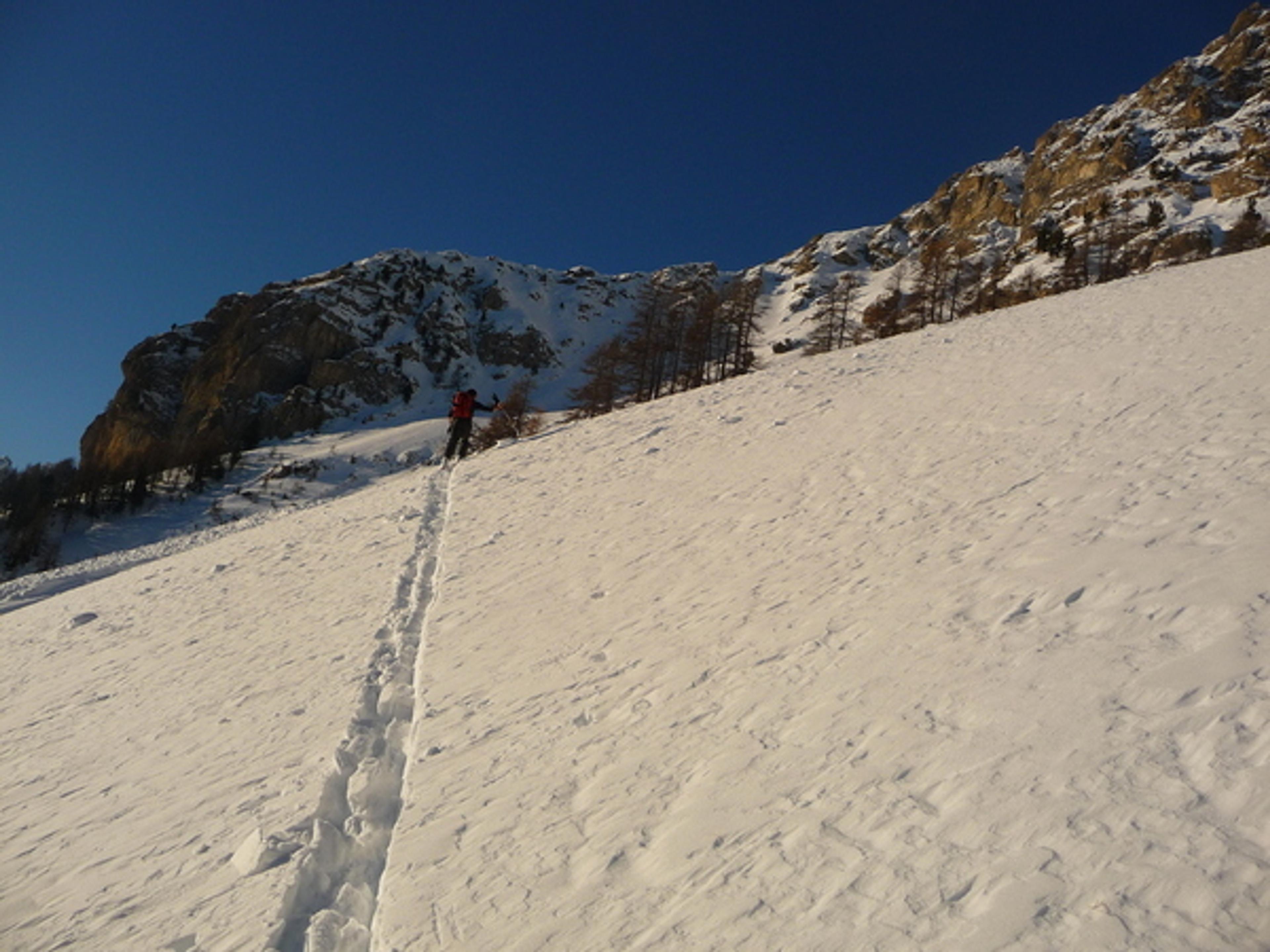 Vallon des Ayes - Petit Puy - Traçage dans les pentes sous le Petit Puy
