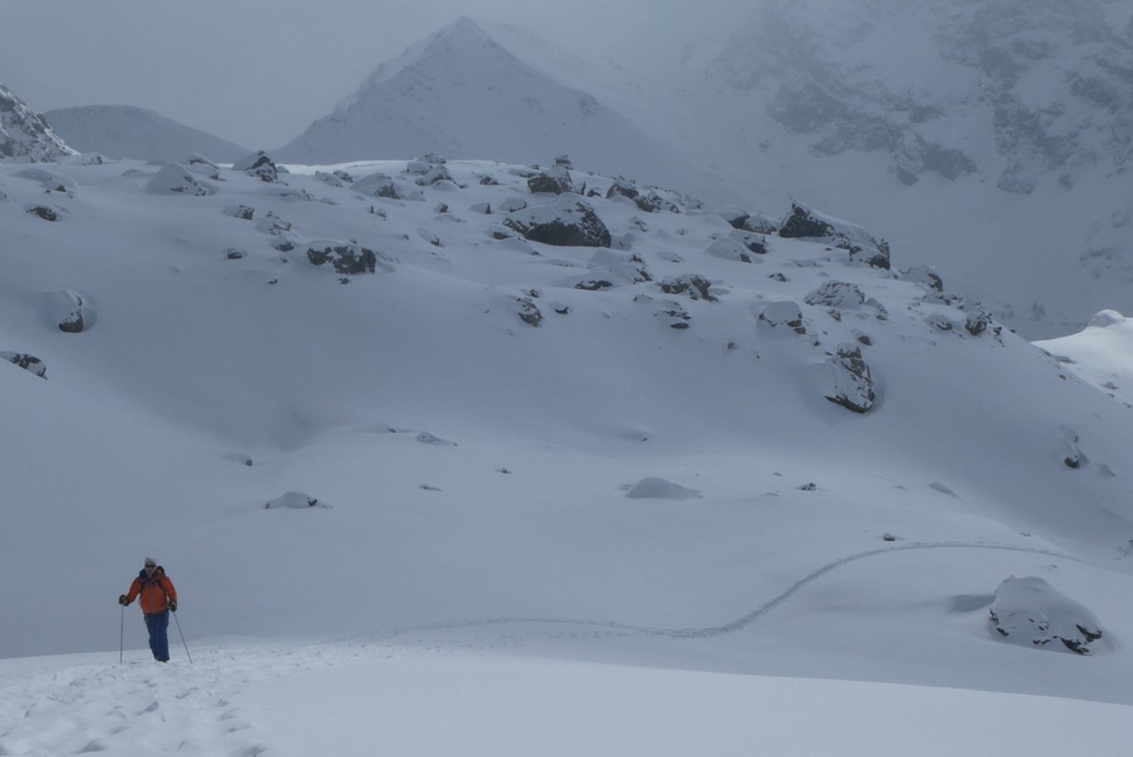 Ski randonnée Ubaye Fouillouse - Tour du Replat des Genisses - En montant vers le col de la Portioletta