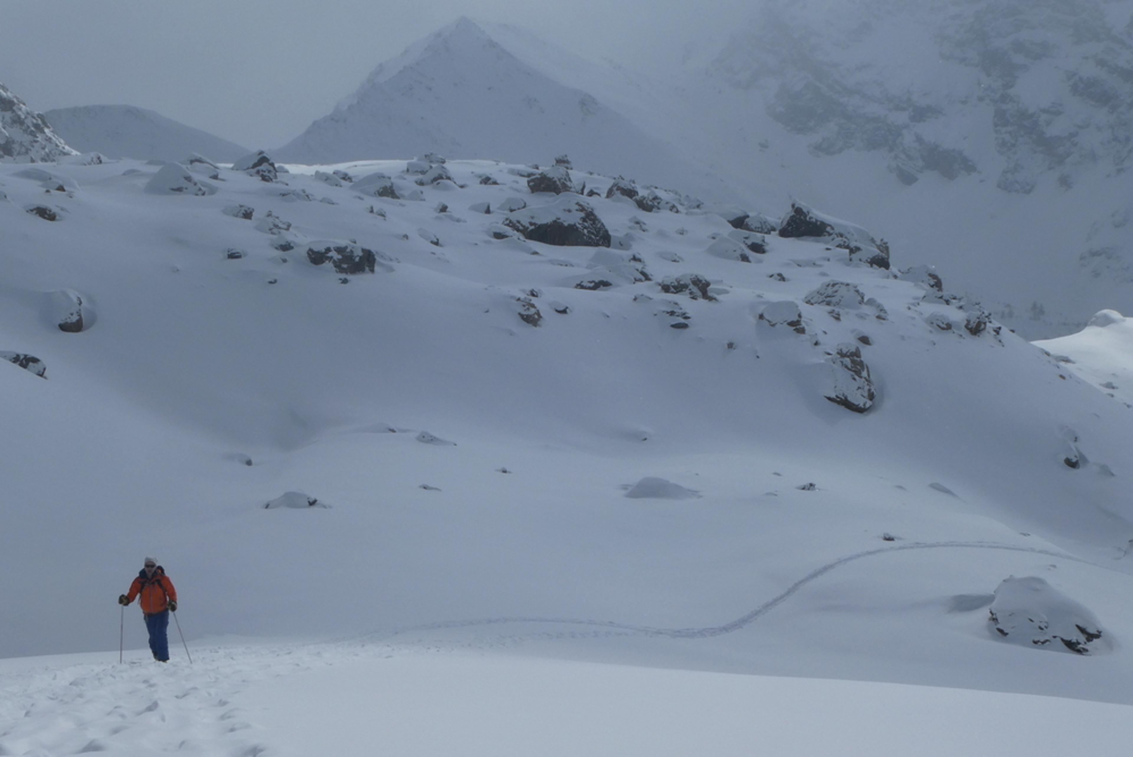 Ski randonnée Ubaye Fouillouse - Tour du Replat des Genisses - En montant vers le col de la Portioletta