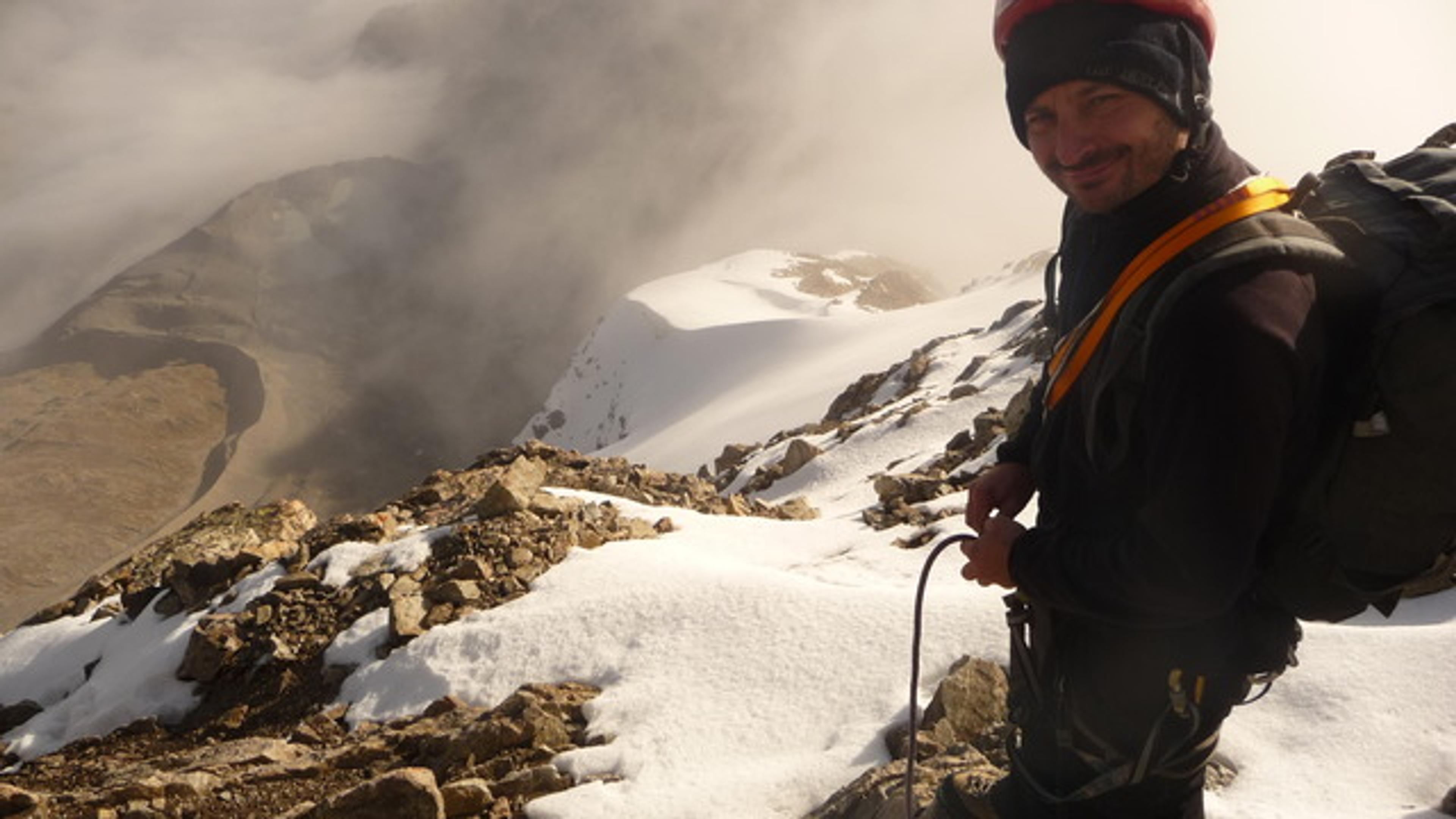 Rémy à l'attaque de la descente du Pic du Glacier Blanc