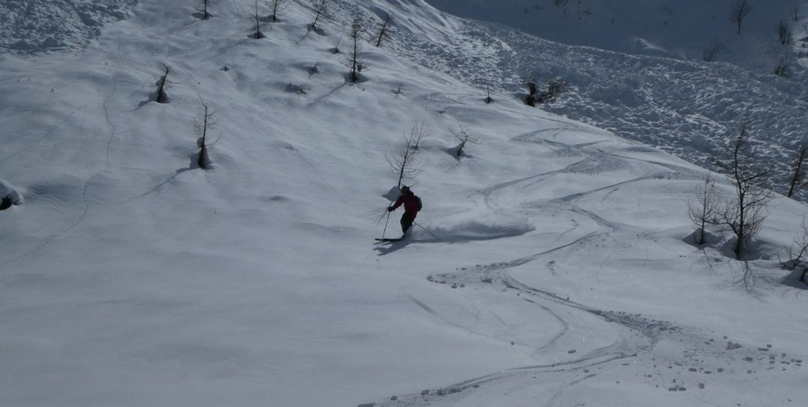 A skier who skis really well all the way down the valley