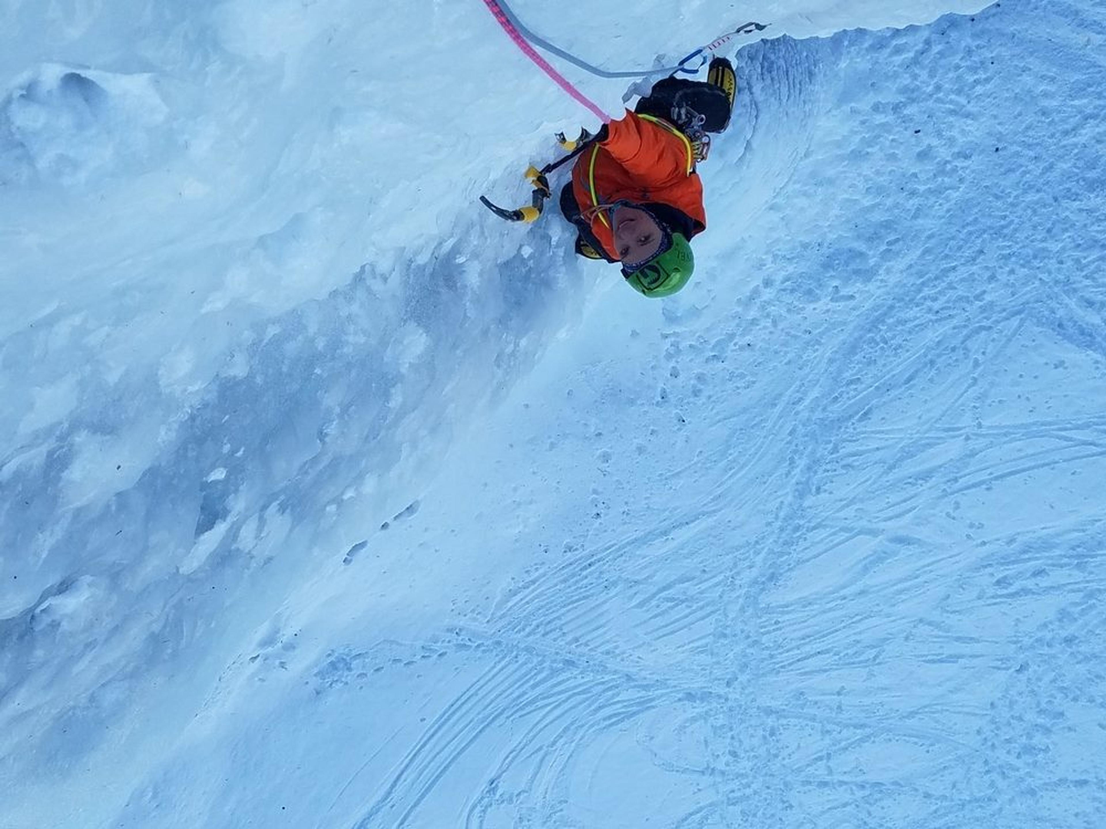 Cascade glace - Argentera - Sortie du raide