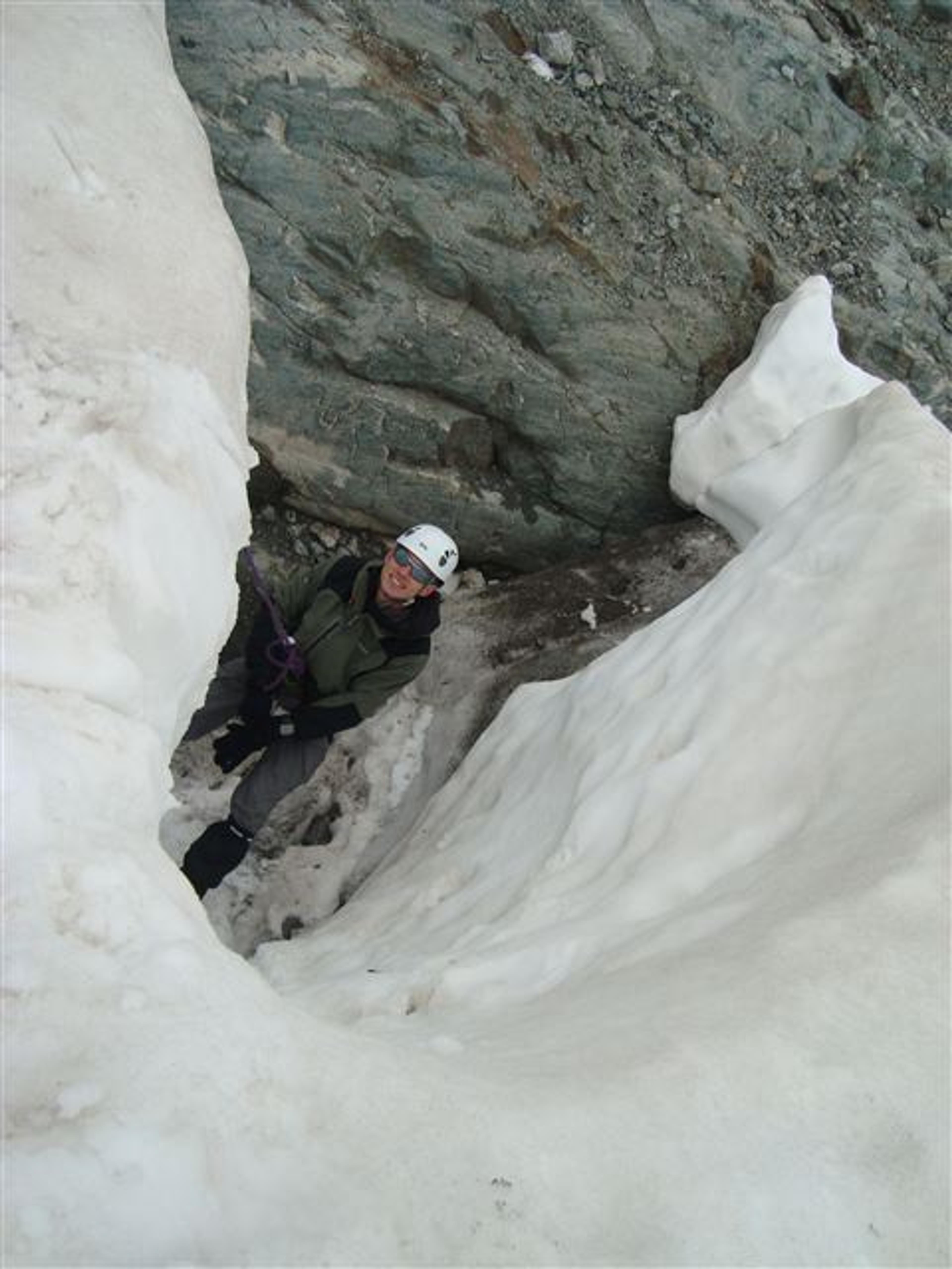 Ecole glace - Glacier Blanc - Pierrick au fond du trou!