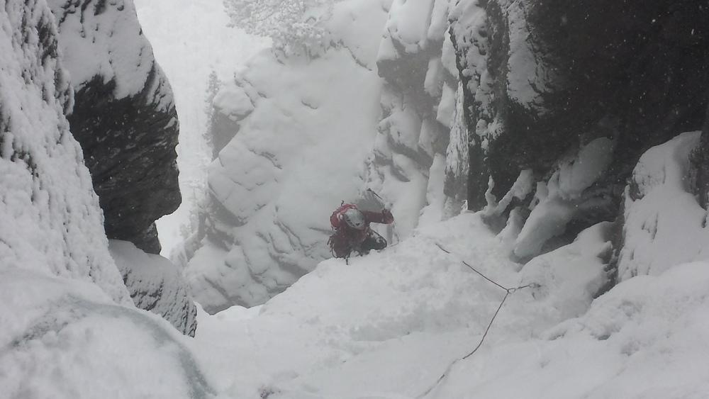 Cascade glace Ceillac - Forme du Chaos - Sortie du crux