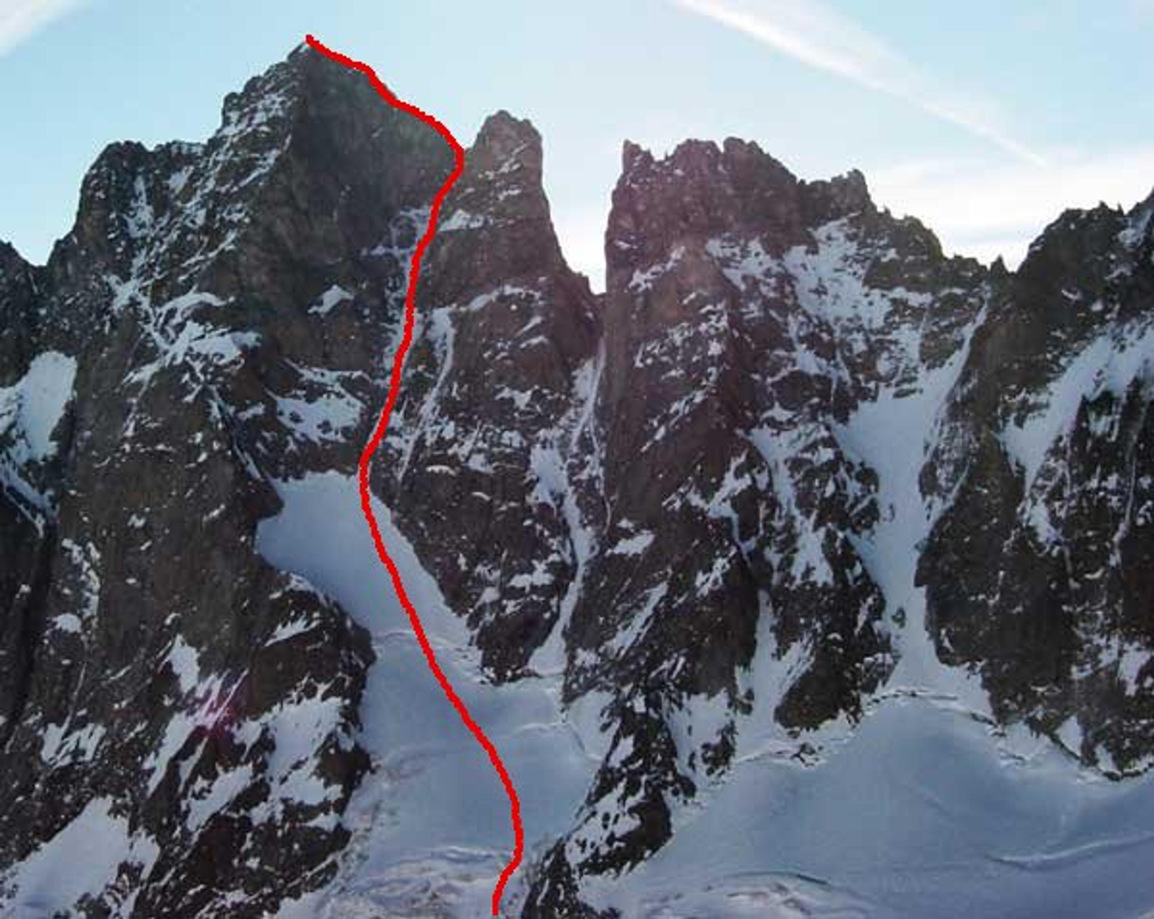 L'itinéraire du couloir Nord Ouest Pic sans Nom