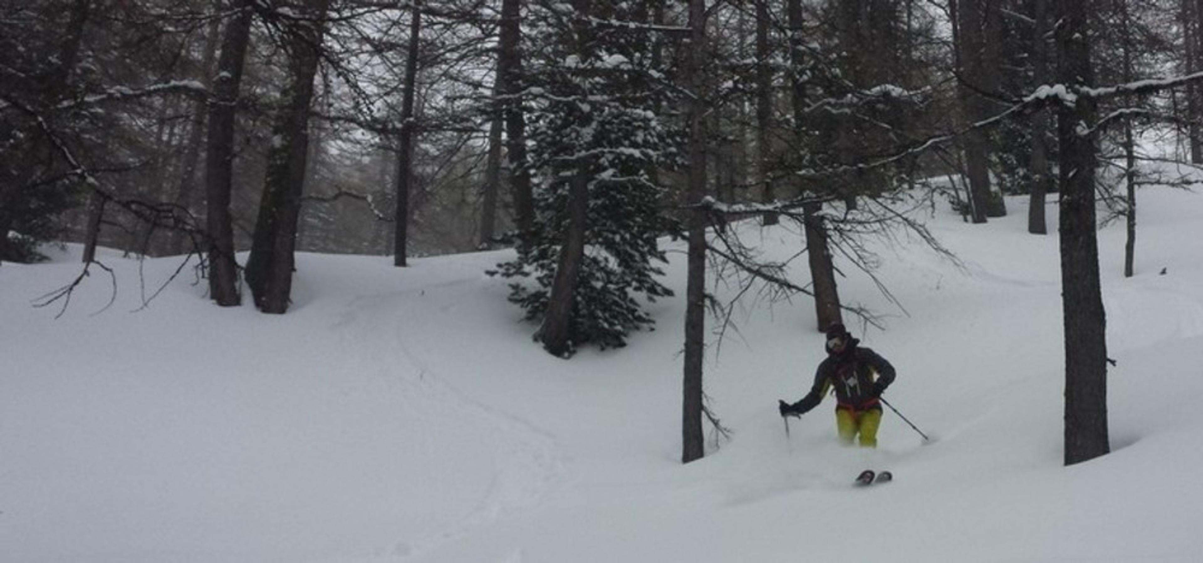 Hors-piste - Abriès - Tor en mode genoux serrés!