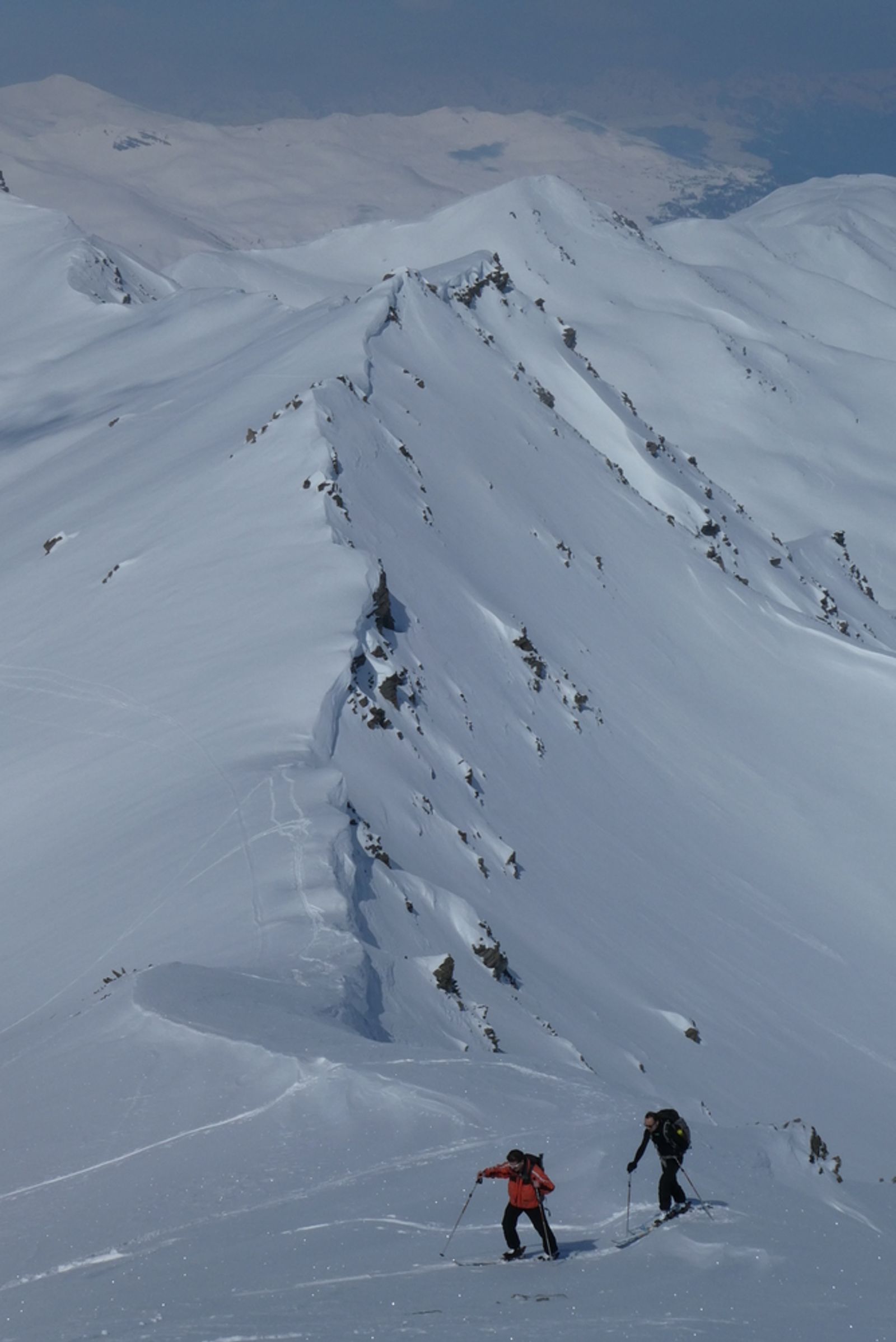 Ski Touring on Red Soil - Toward La Pissine - The Touvet Ridge
