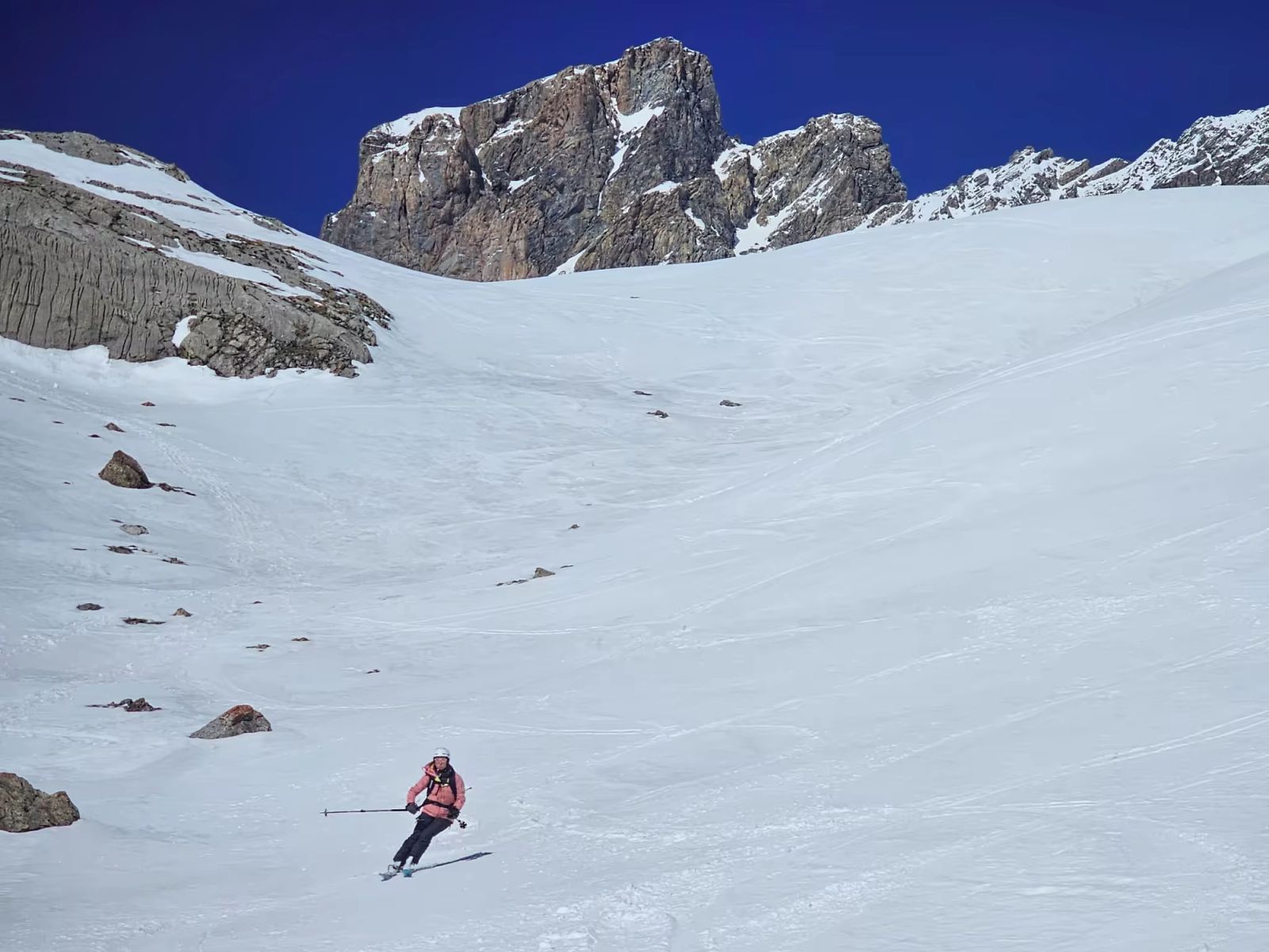 Muriel dans la moquette sous le brc du Chambeyron, Fouillouse