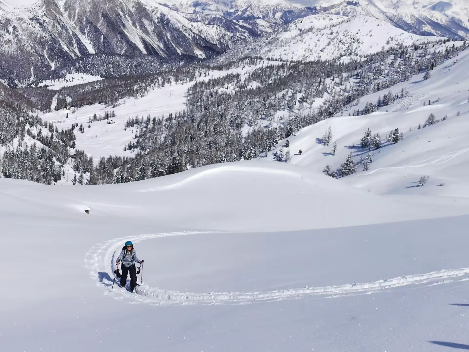 Une énième remontée à Montgenèvre côté Italien, trace unique
