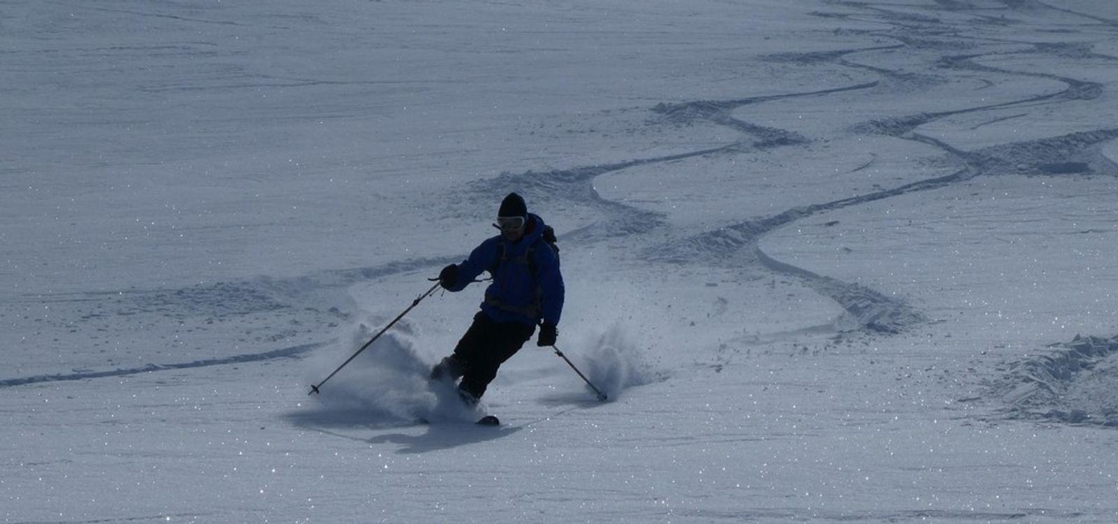 Ski touring on red soil—Toward La Pissine—Not bad there