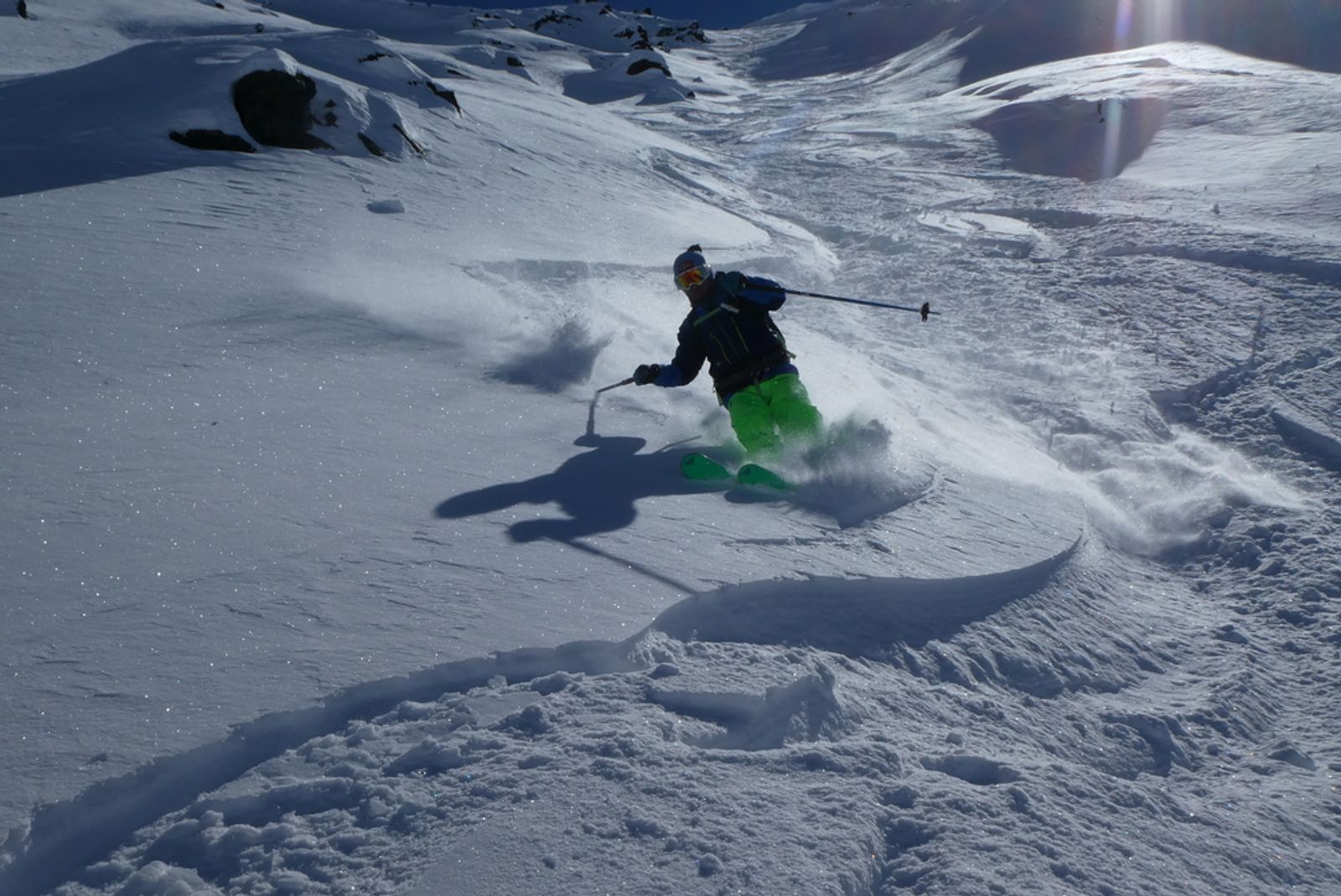 Couloir nord Rocher Blanc - Geof dans le couloir