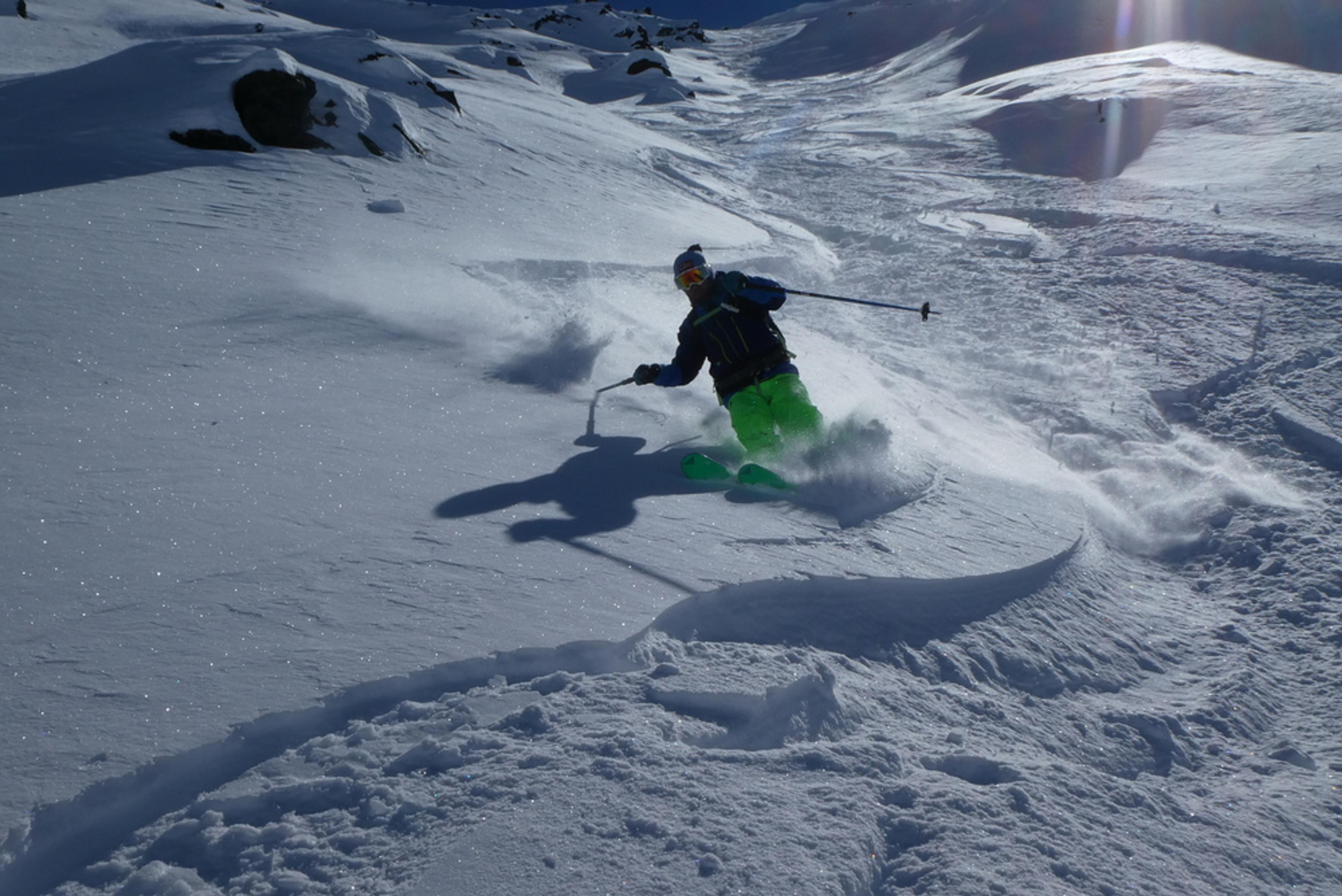 Couloir nord Rocher Blanc - Geof dans le couloir