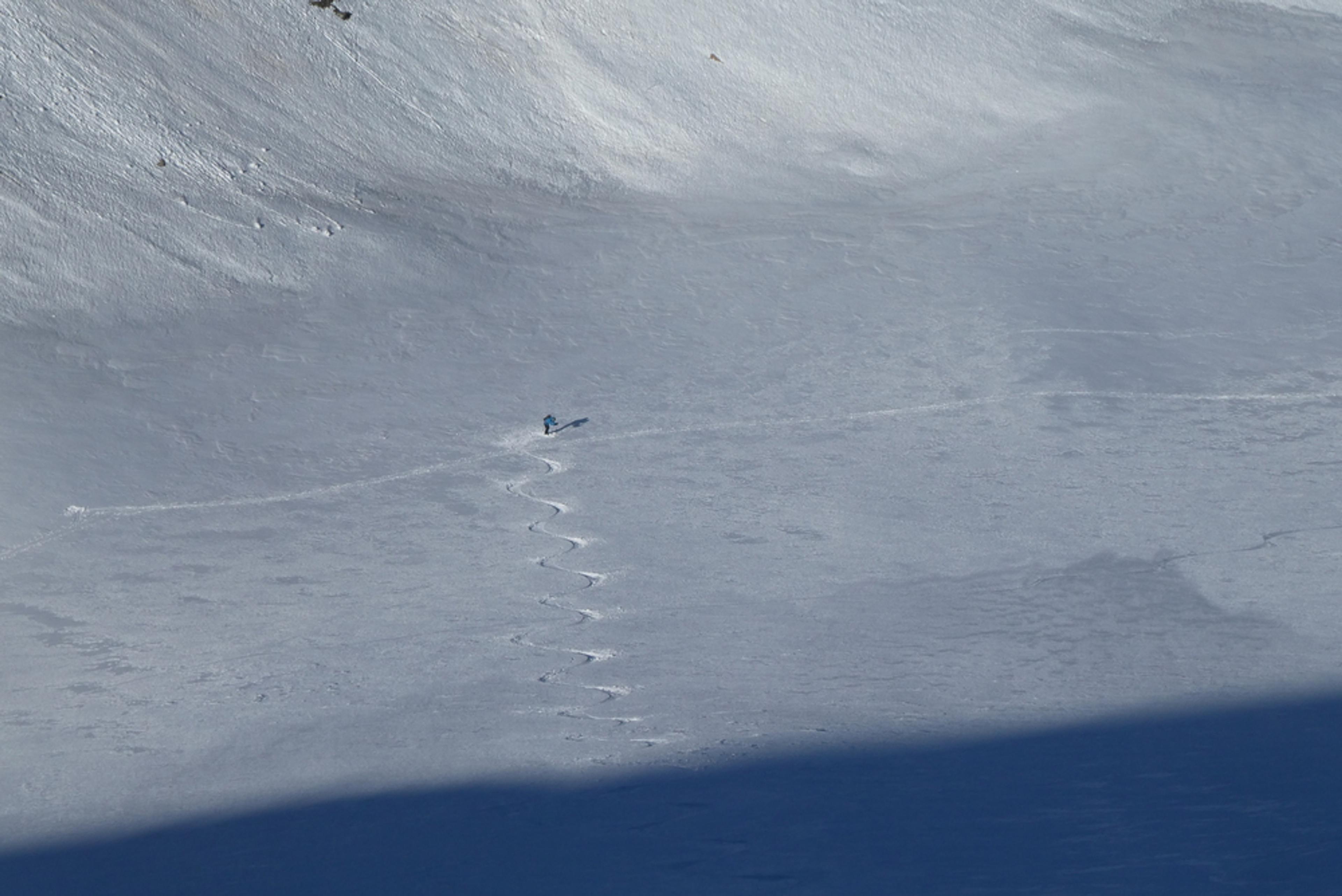 Raid ski randonnée Cerces - Premier tricotage au fond du Crouzet