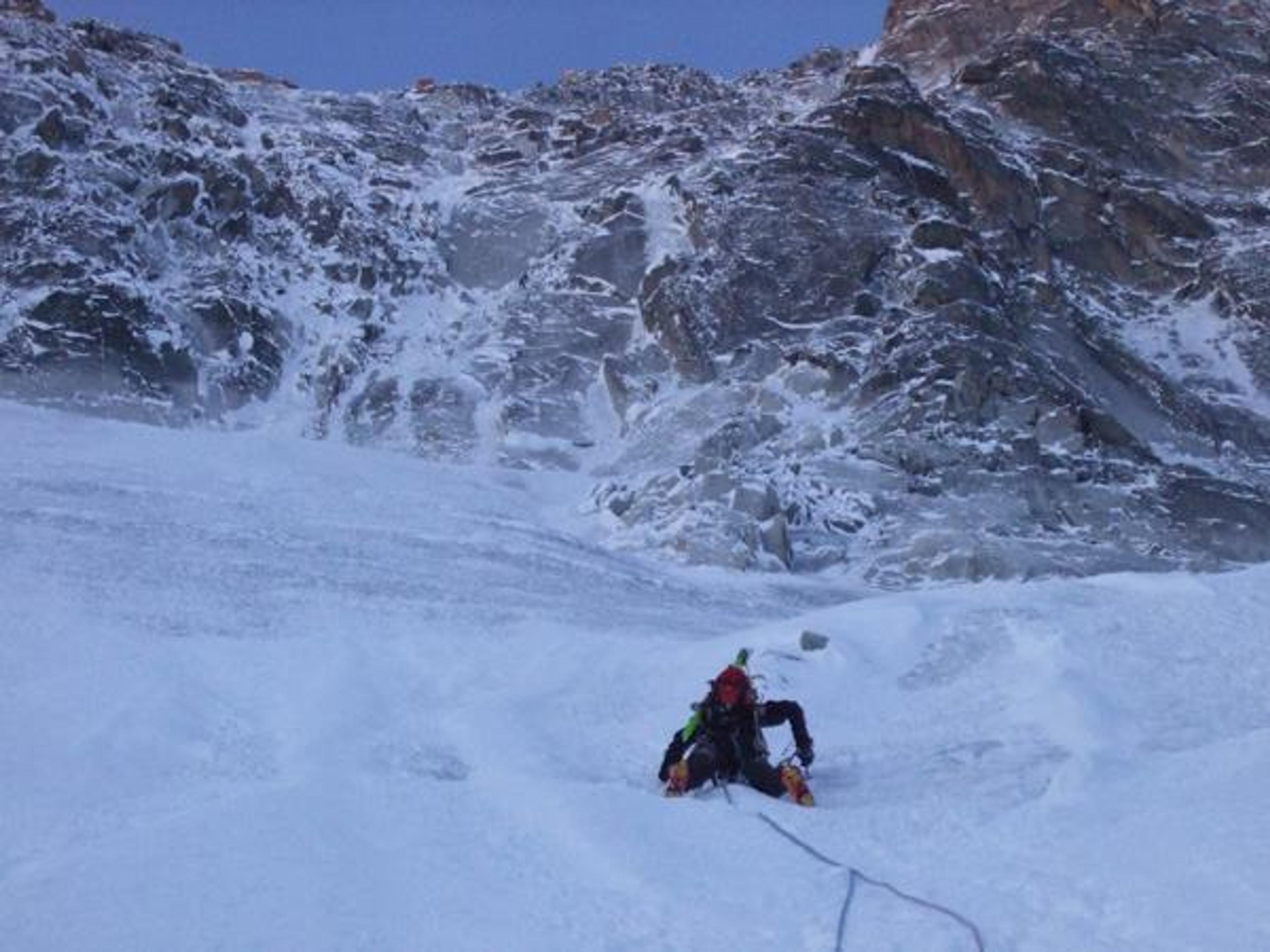 Dans les pentes de glace de la Ginat aux Droites