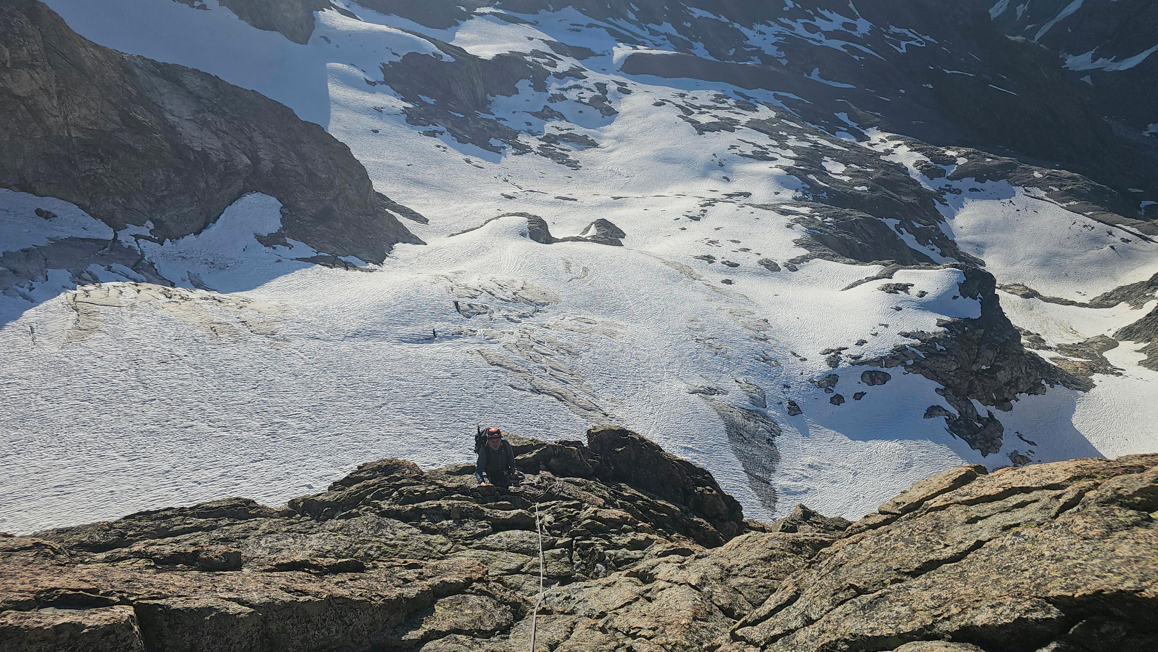 alpiniste sur l'arête SE de la Grande Ruine
