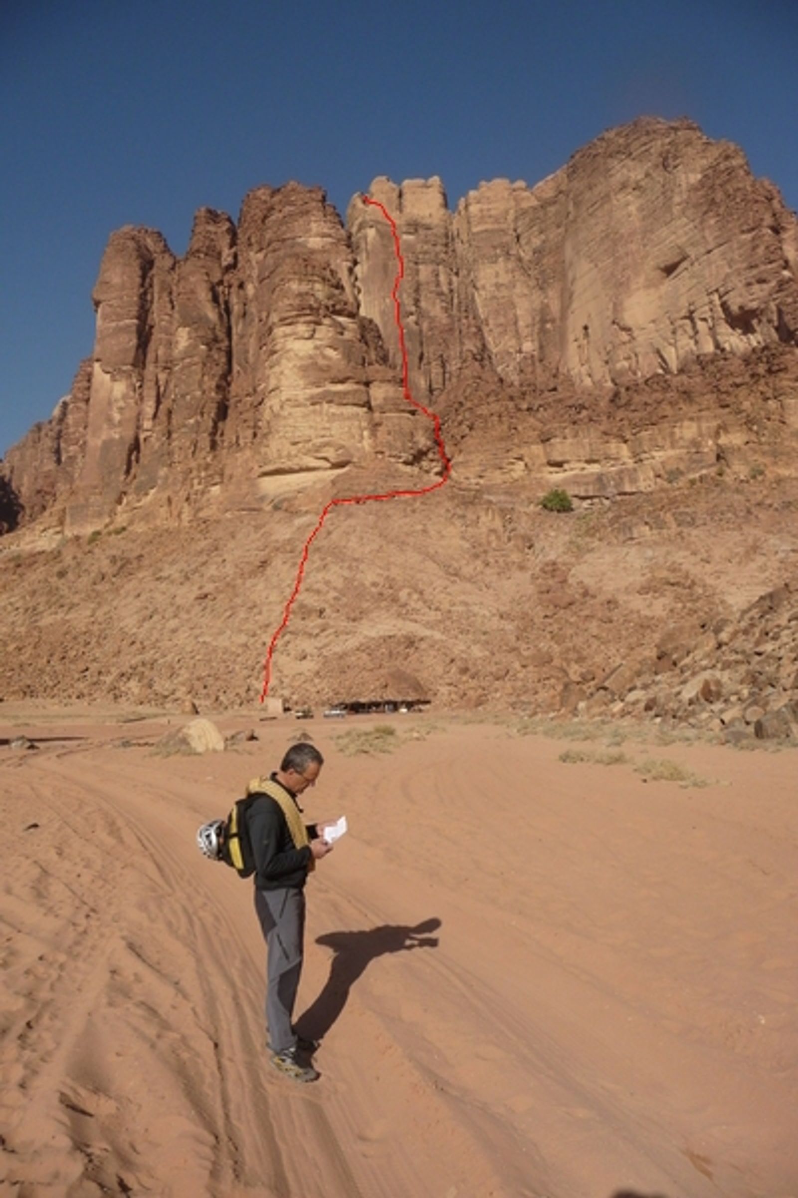 Wadi Rum - Lionheart - Suivre le trait rouge