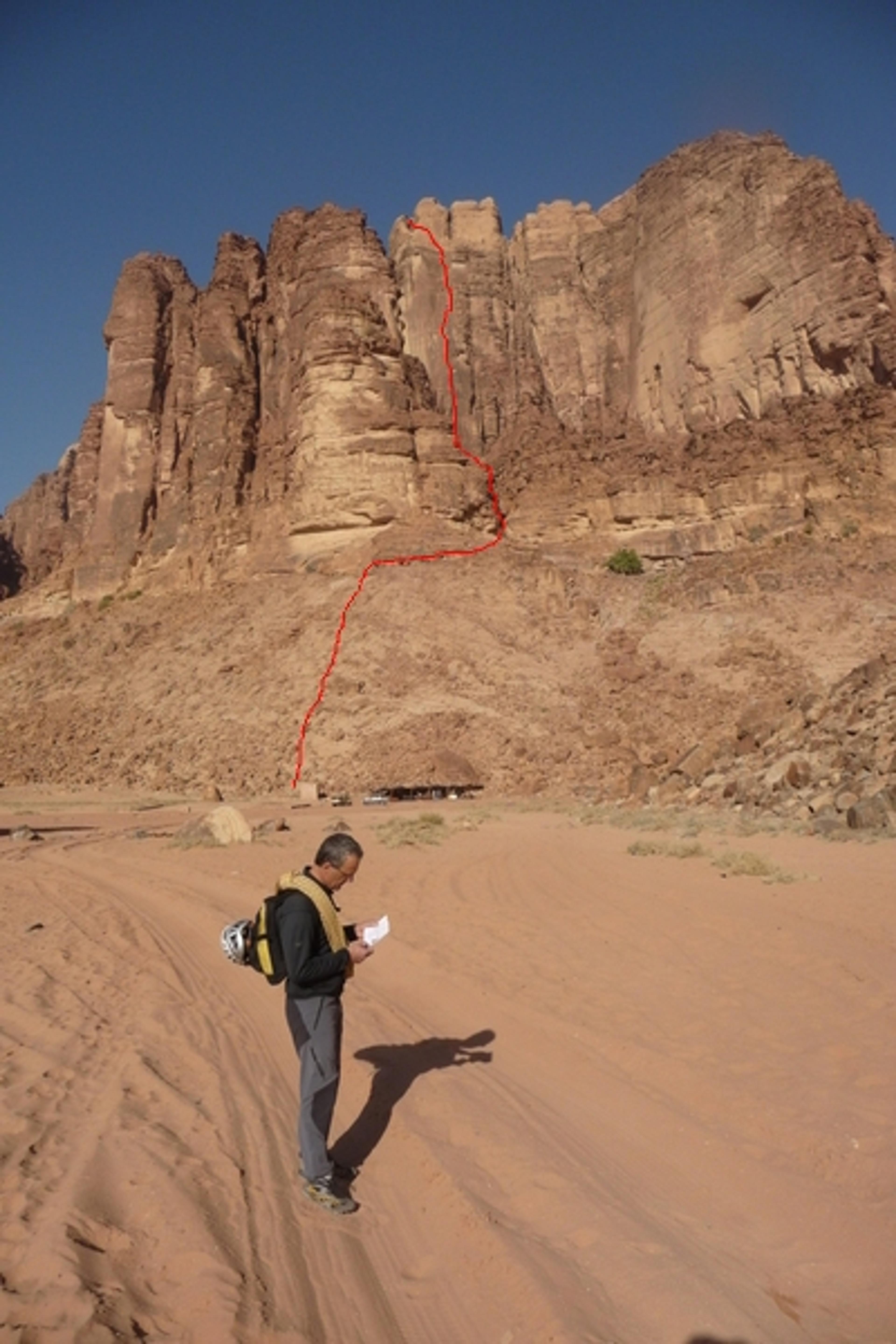 Wadi Rum - Lionheart - Suivre le trait rouge