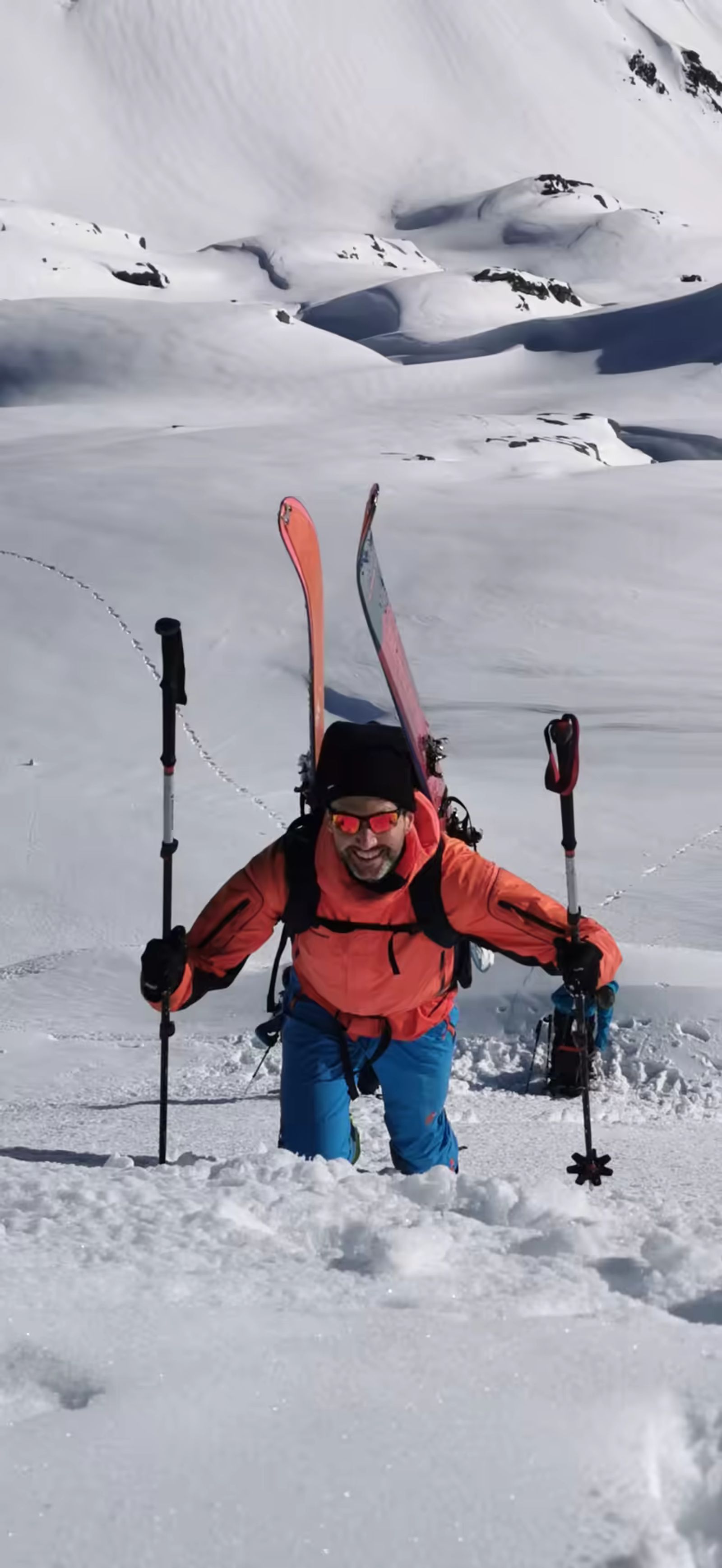Final de la montée ski sur le sac à sainte foy en tarentaise