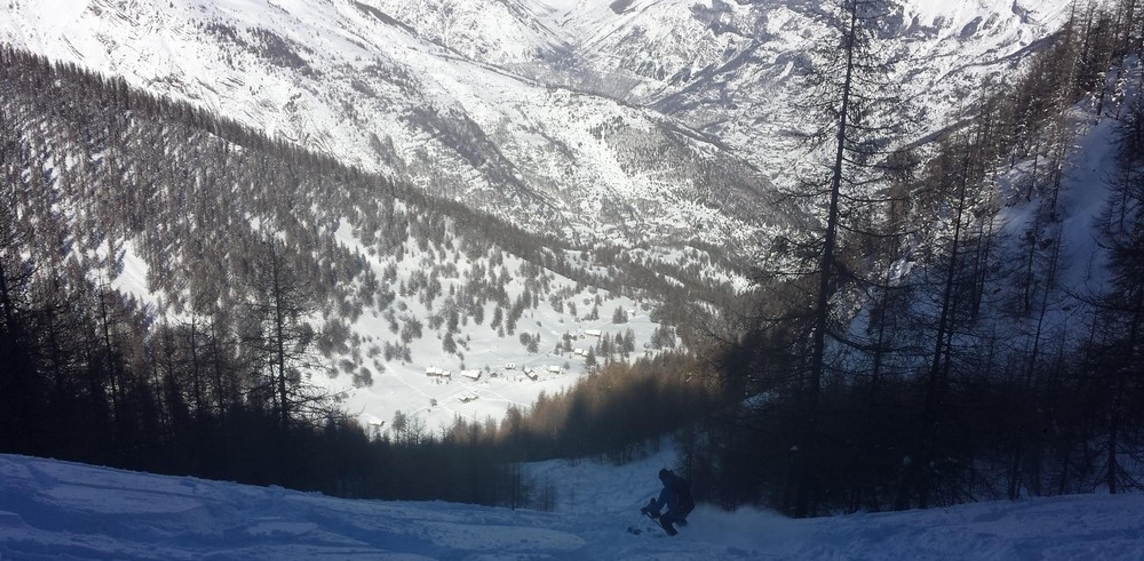 Hors-piste Puy-St-Vincent - Descente sur Narreyroux le deuxième jour