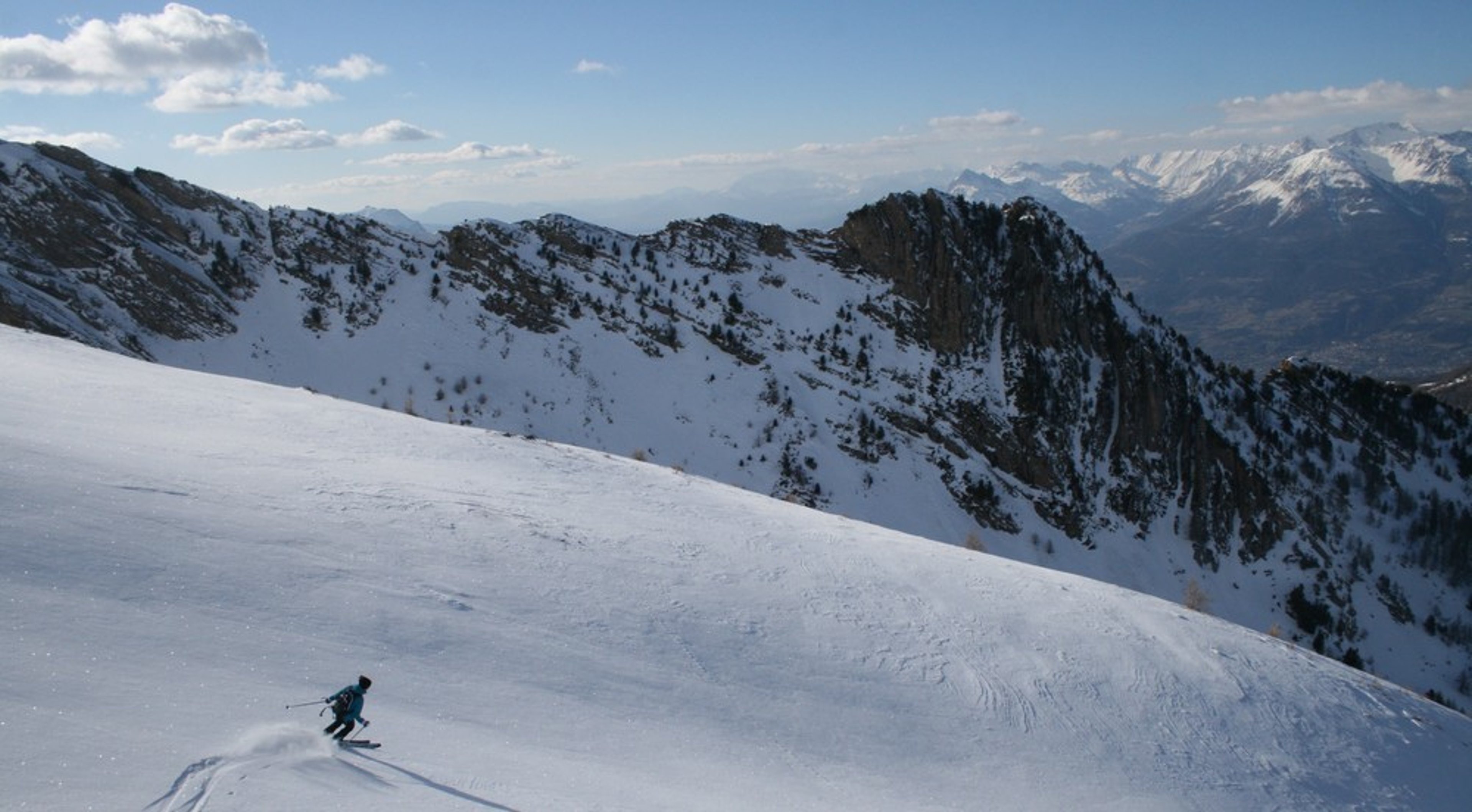 Ski de randonnée - Les Orres - Deuxième descente du jour en belles condi