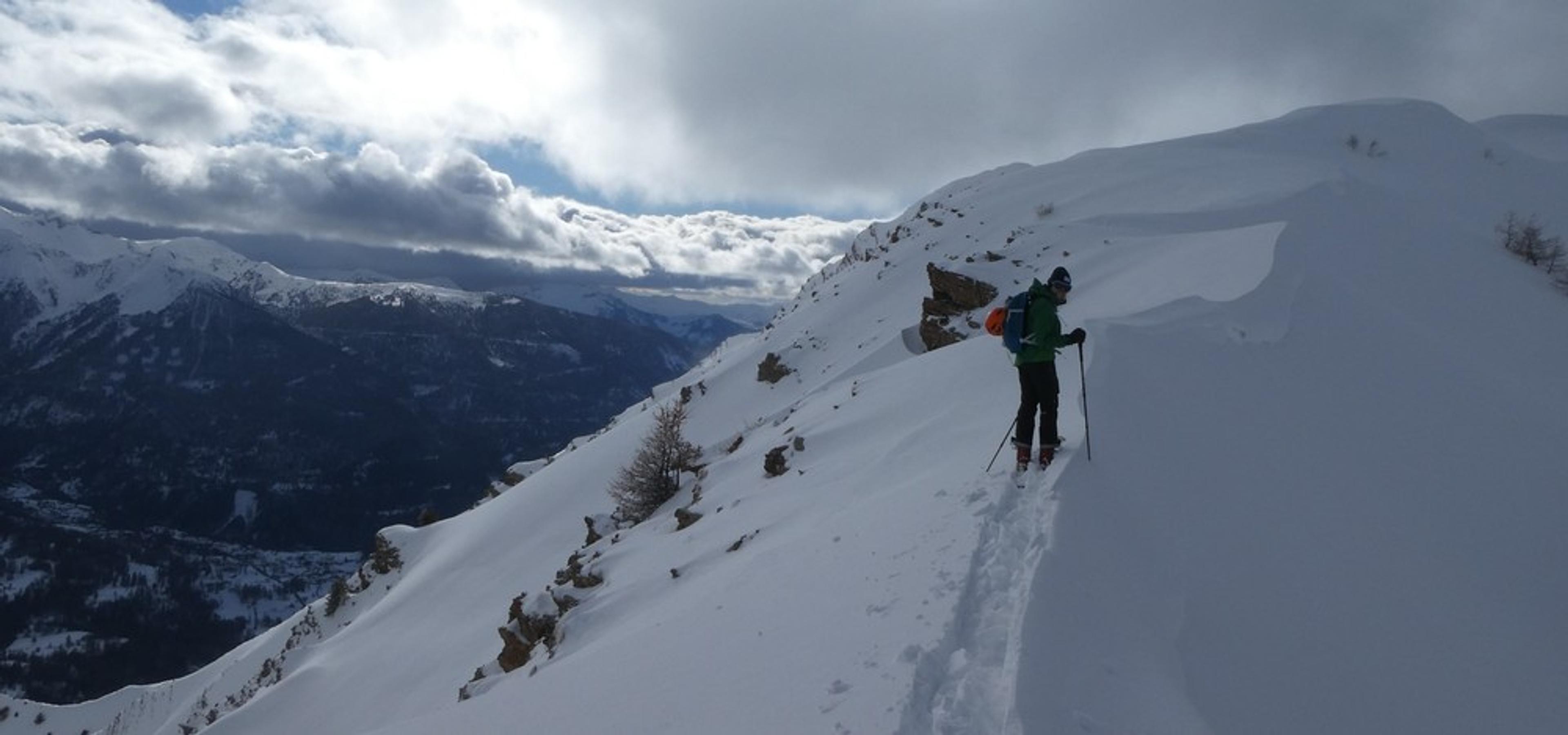 Free-rando-Crévoux - Sur l'arête du Pic Haut