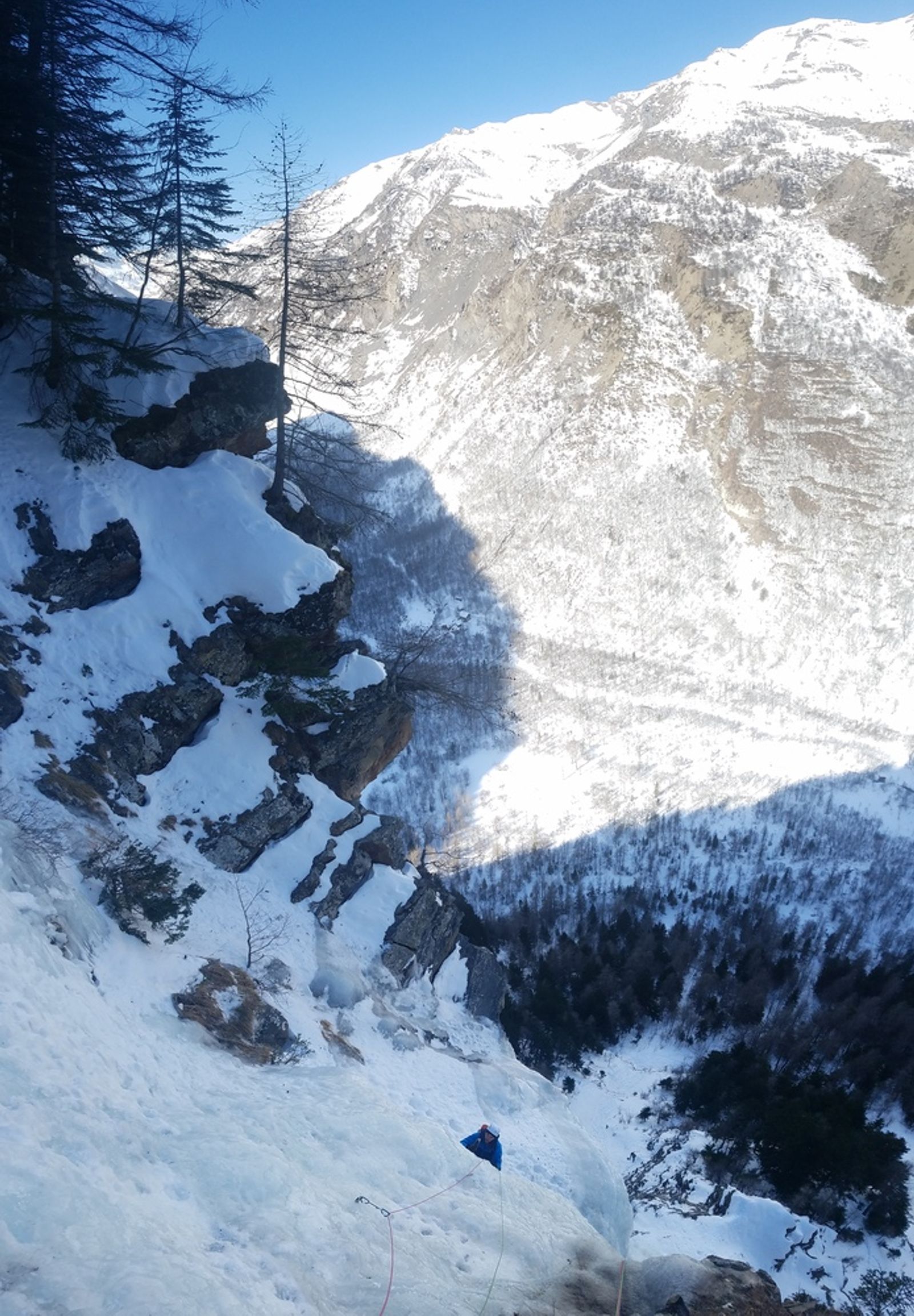 Sortie de la Directe de l’Arc de Cercle après trois longueurs de glace
