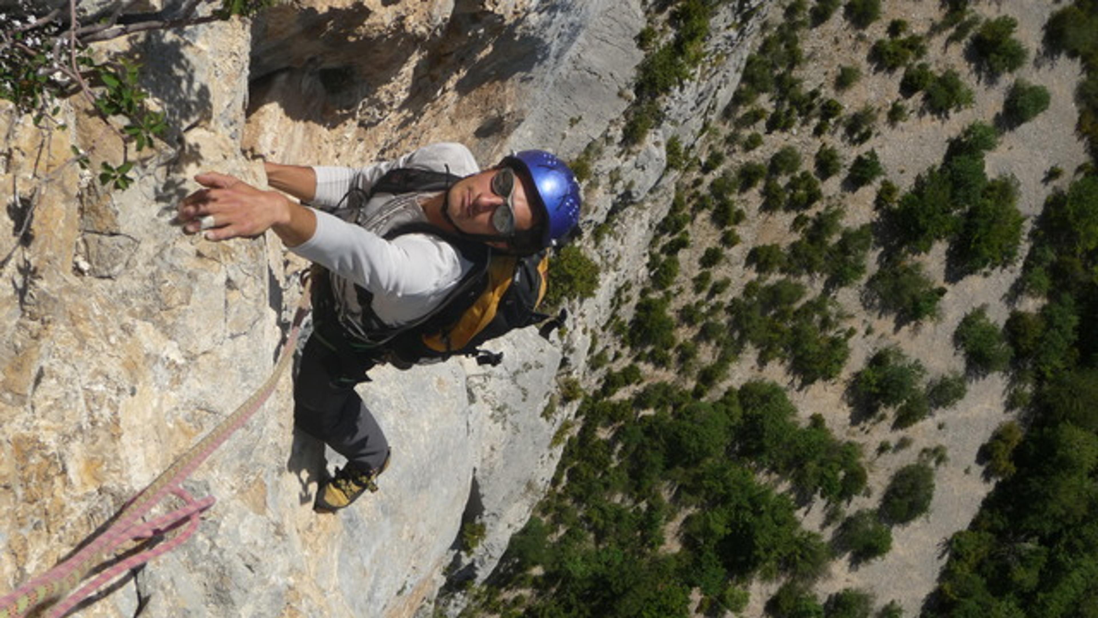 Seb à la sortie du 6a en dulfer