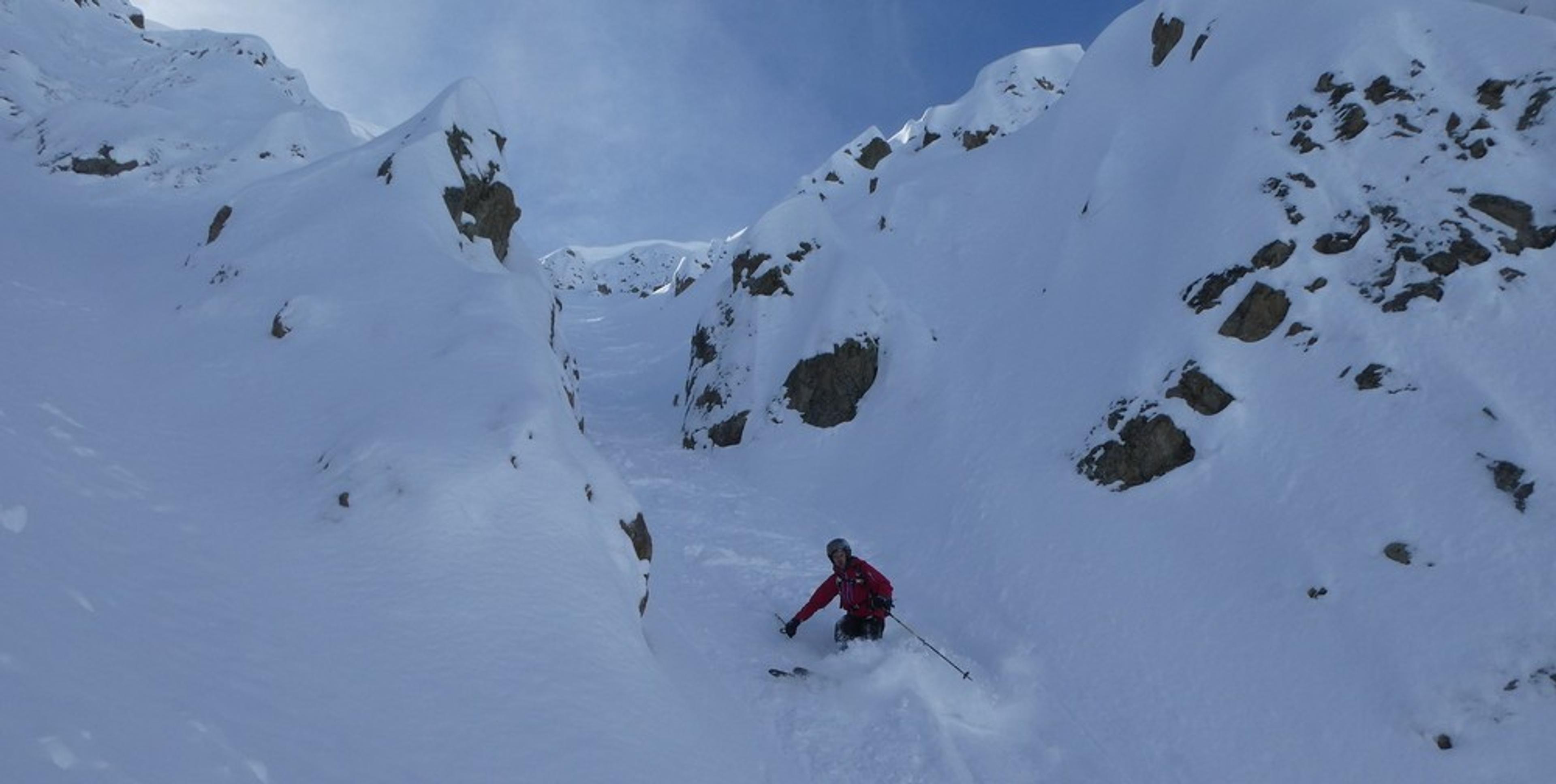 Couloir nord Rouya - Le passage étroit