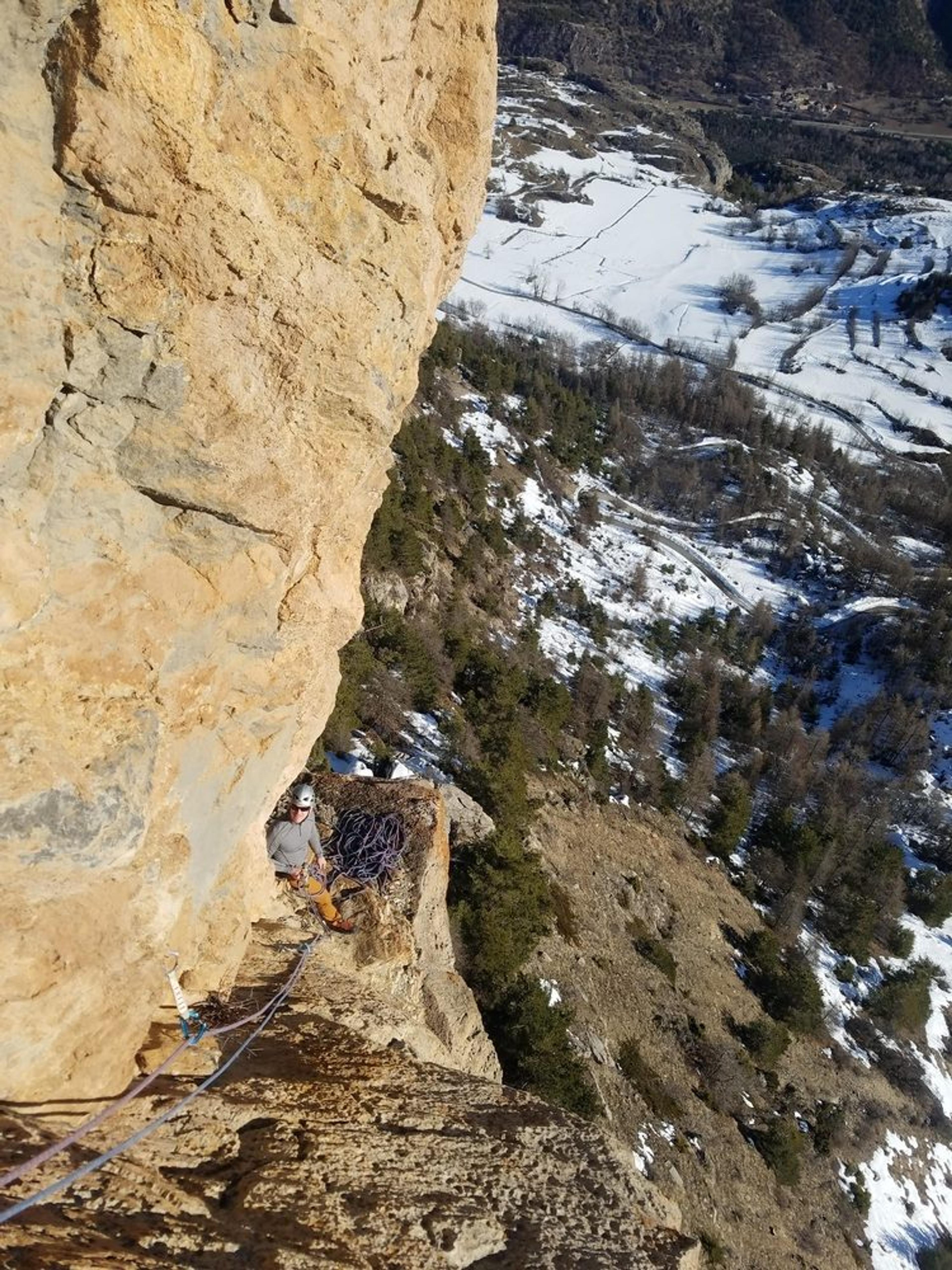 Escalade Grande voie Ponteil – Départ du 6b de la Martine