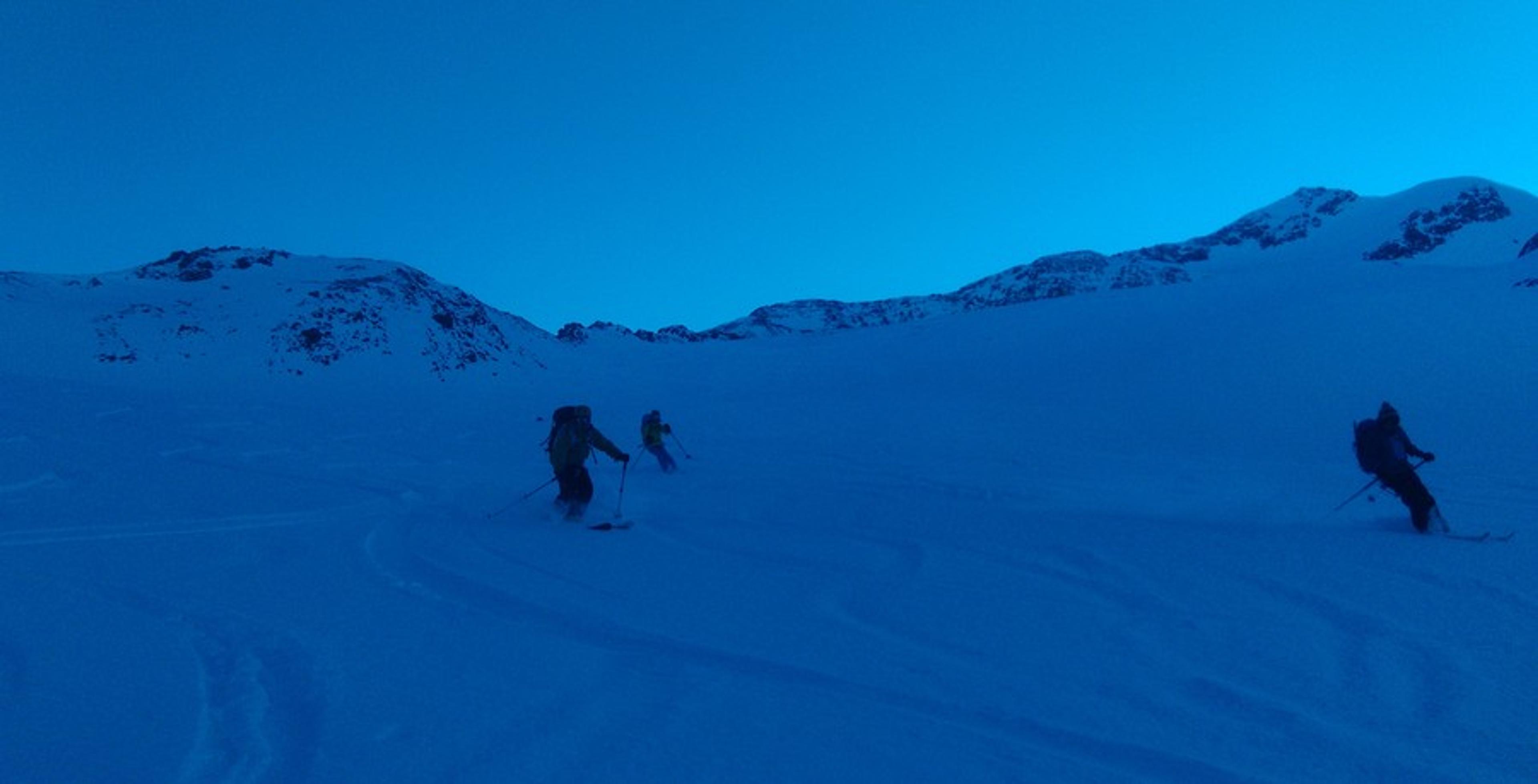 Poudre su soir vers le refuge Martello