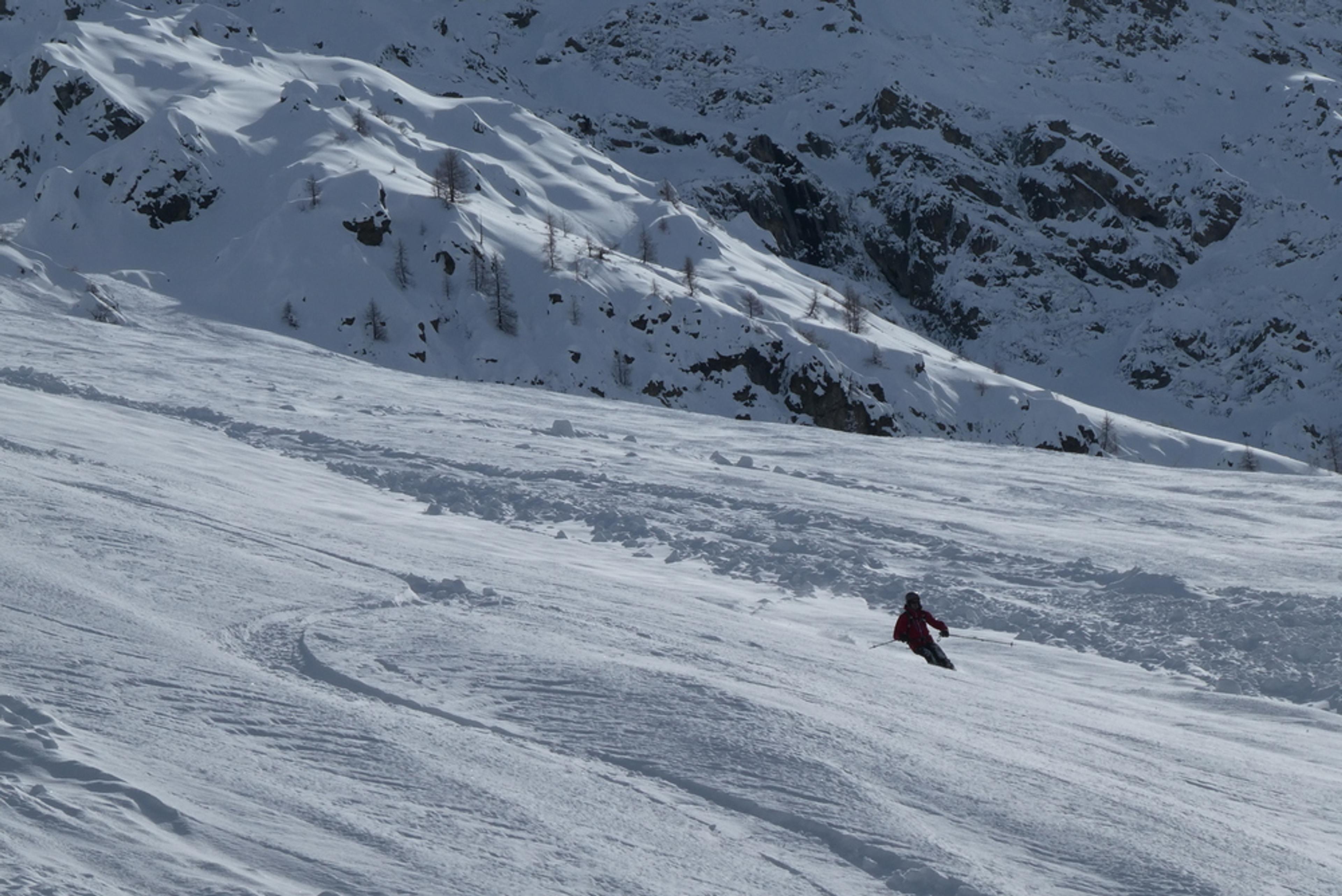 Couloir nord Rouya - Dans les pentes du vallon de Clapouse