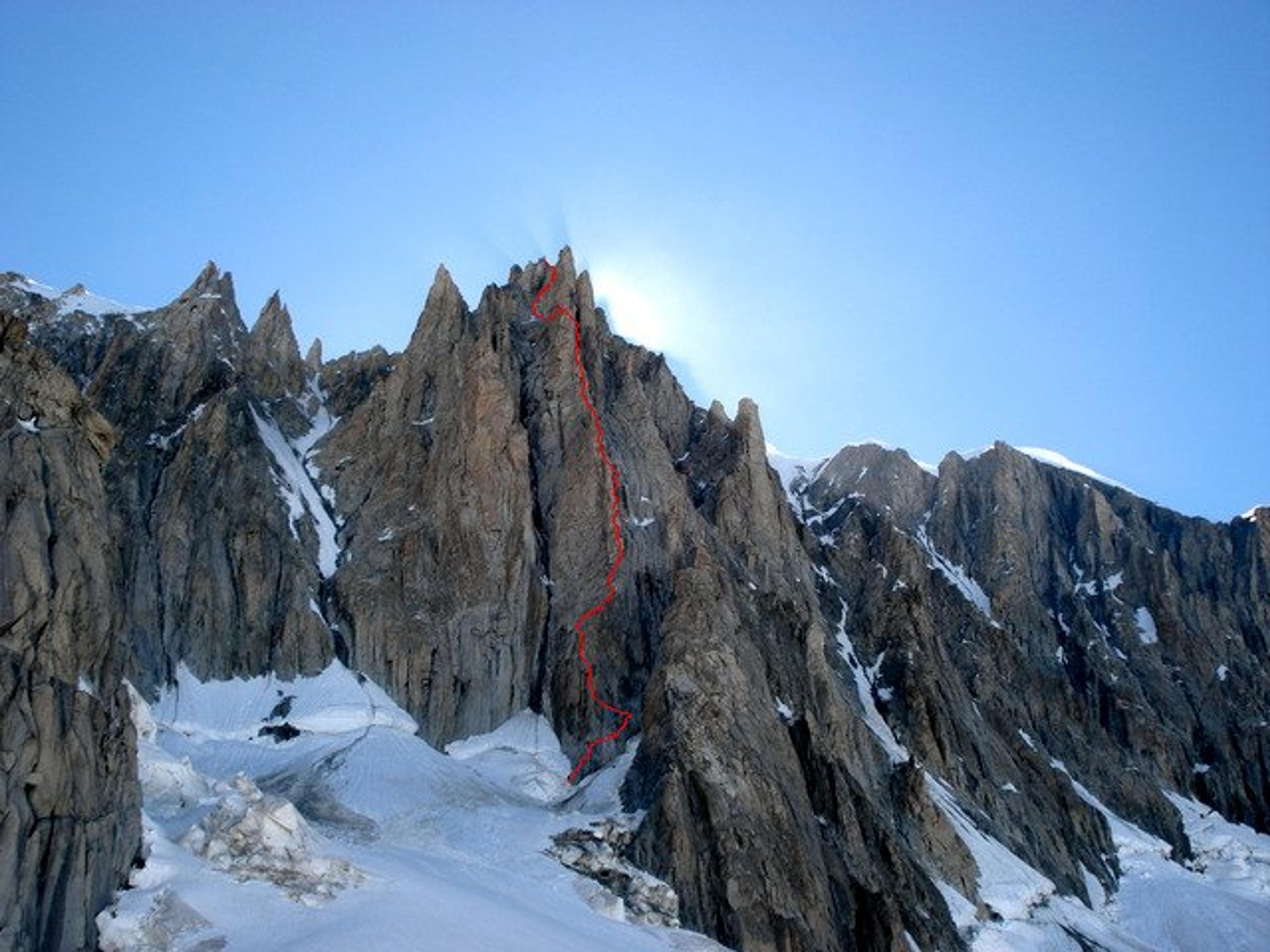 Le tracé de l'itinéraire du pilier Gervasutti