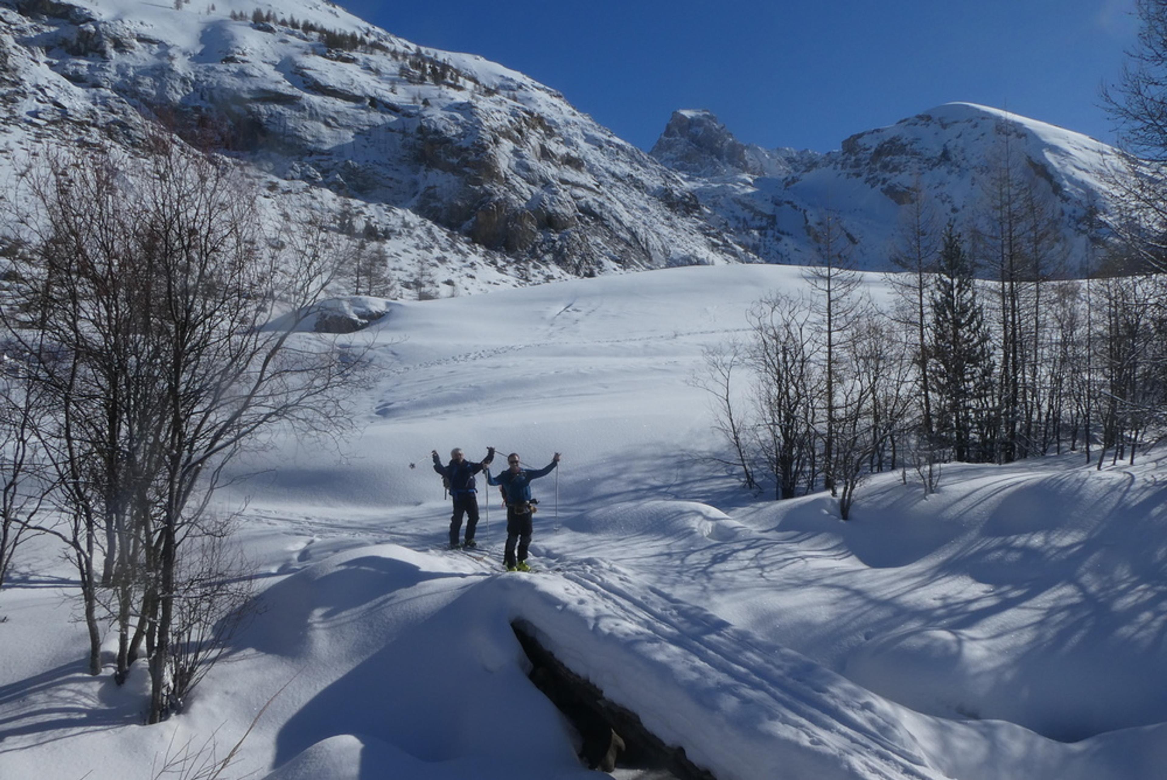 Ski randonnée Ubaye Fouillouse - Vers le Col de Mirandol - Le Pont vers le bonheur