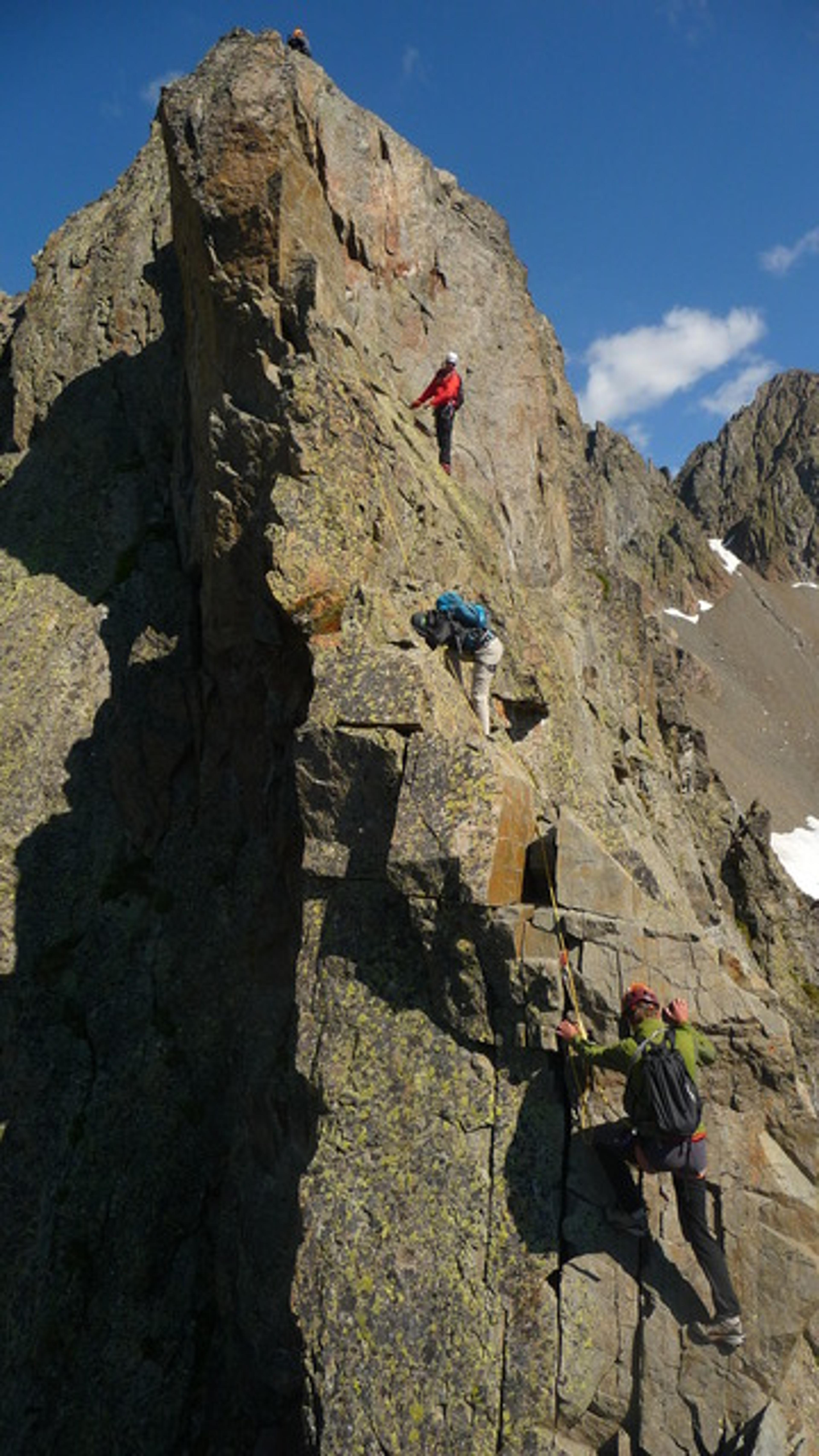 Aiguille Index - Passages aériens avant le dernier ressaut