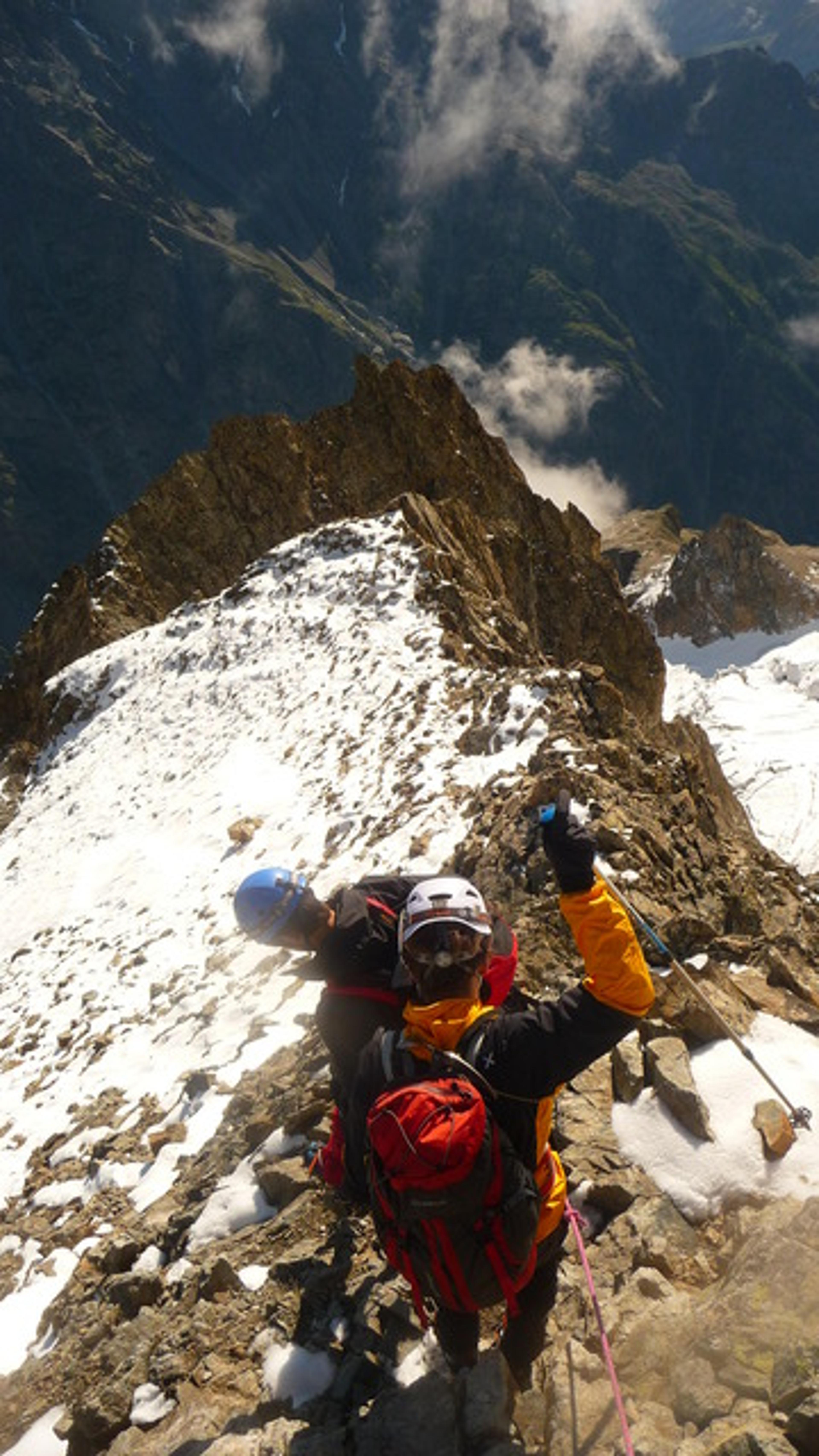 Traversée du Pelvoux - Vers 3200m, désescalade mixte...