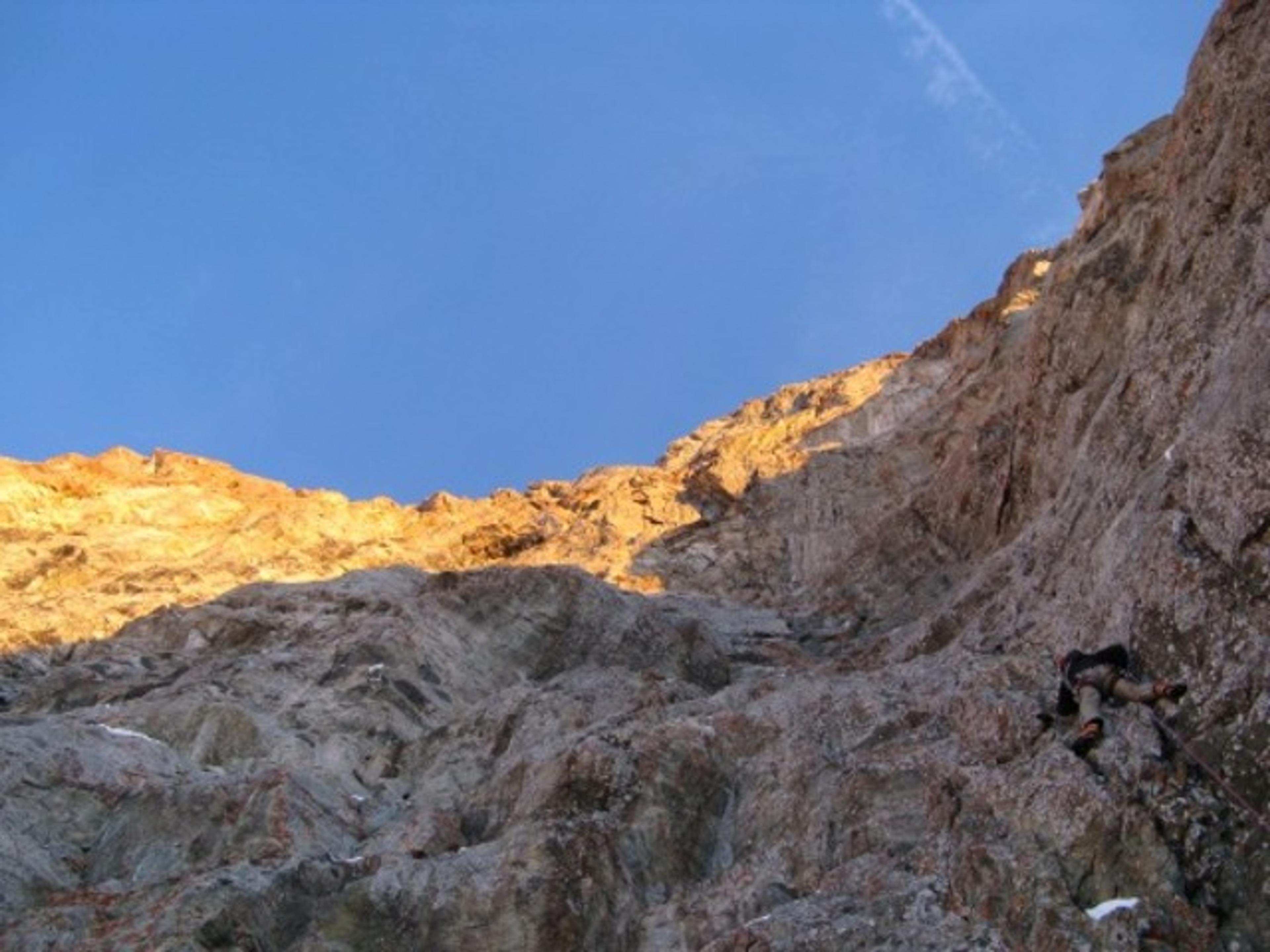dernière longueur du premier jour au dessus du bivouac