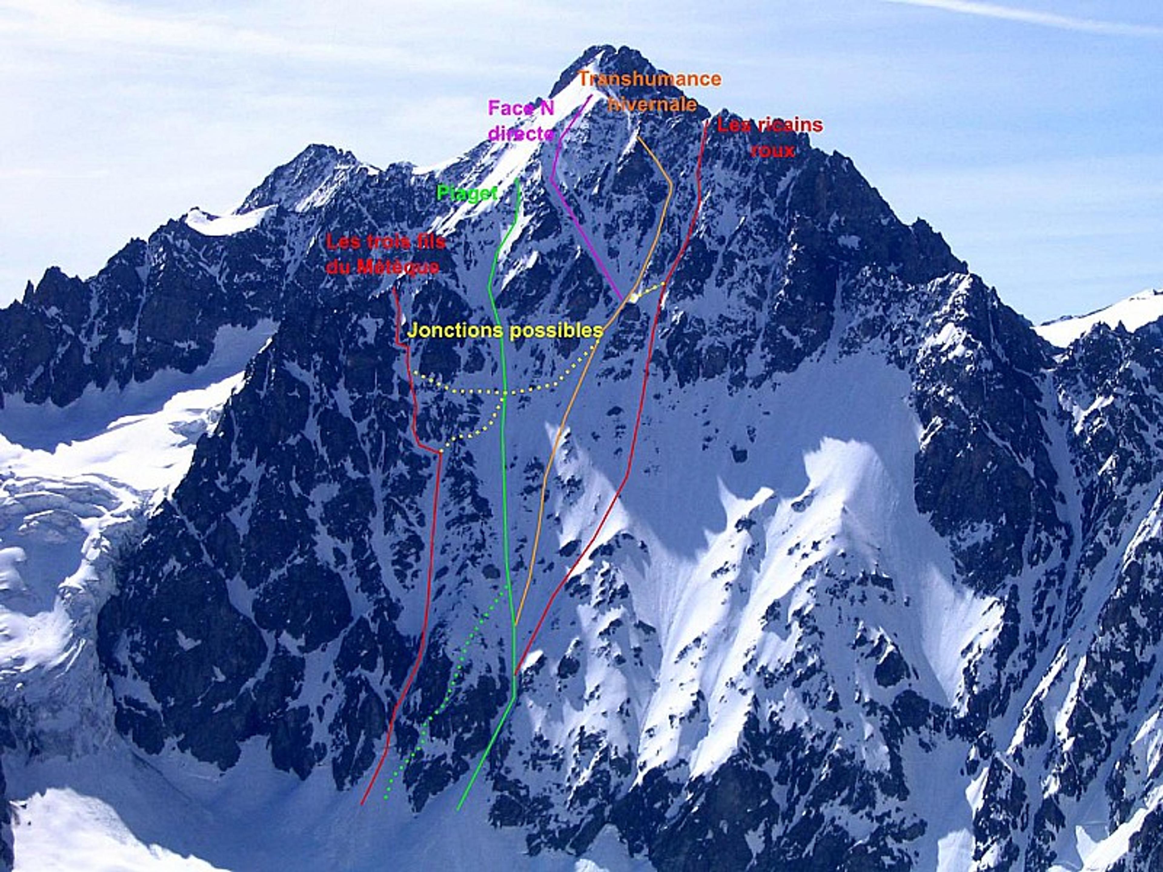 Les itinéraires à ski de la face nord ouest des Agneaux