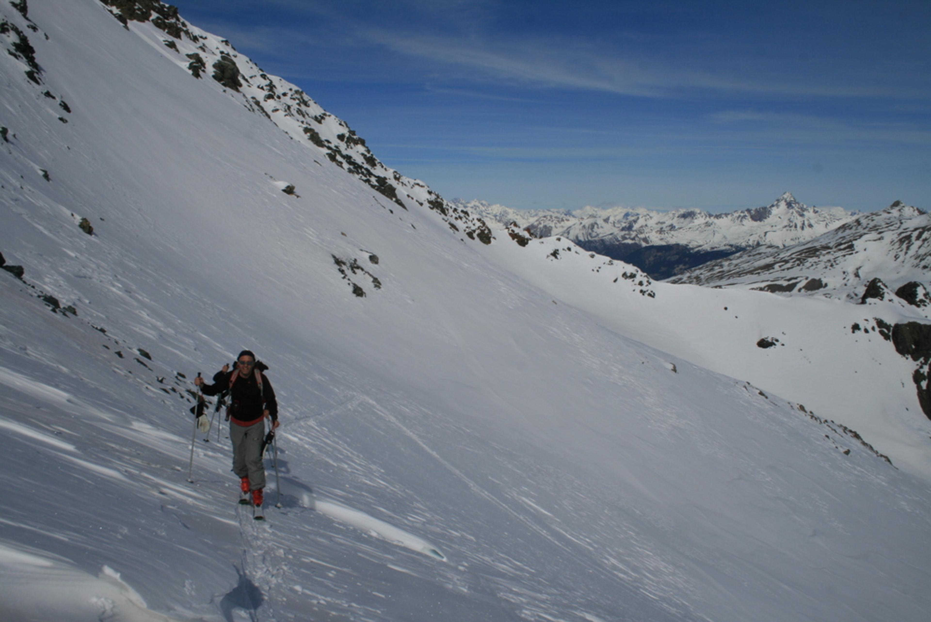 Raid ski Queyras - Tête du Longet - Arrivée au Col de la Noire