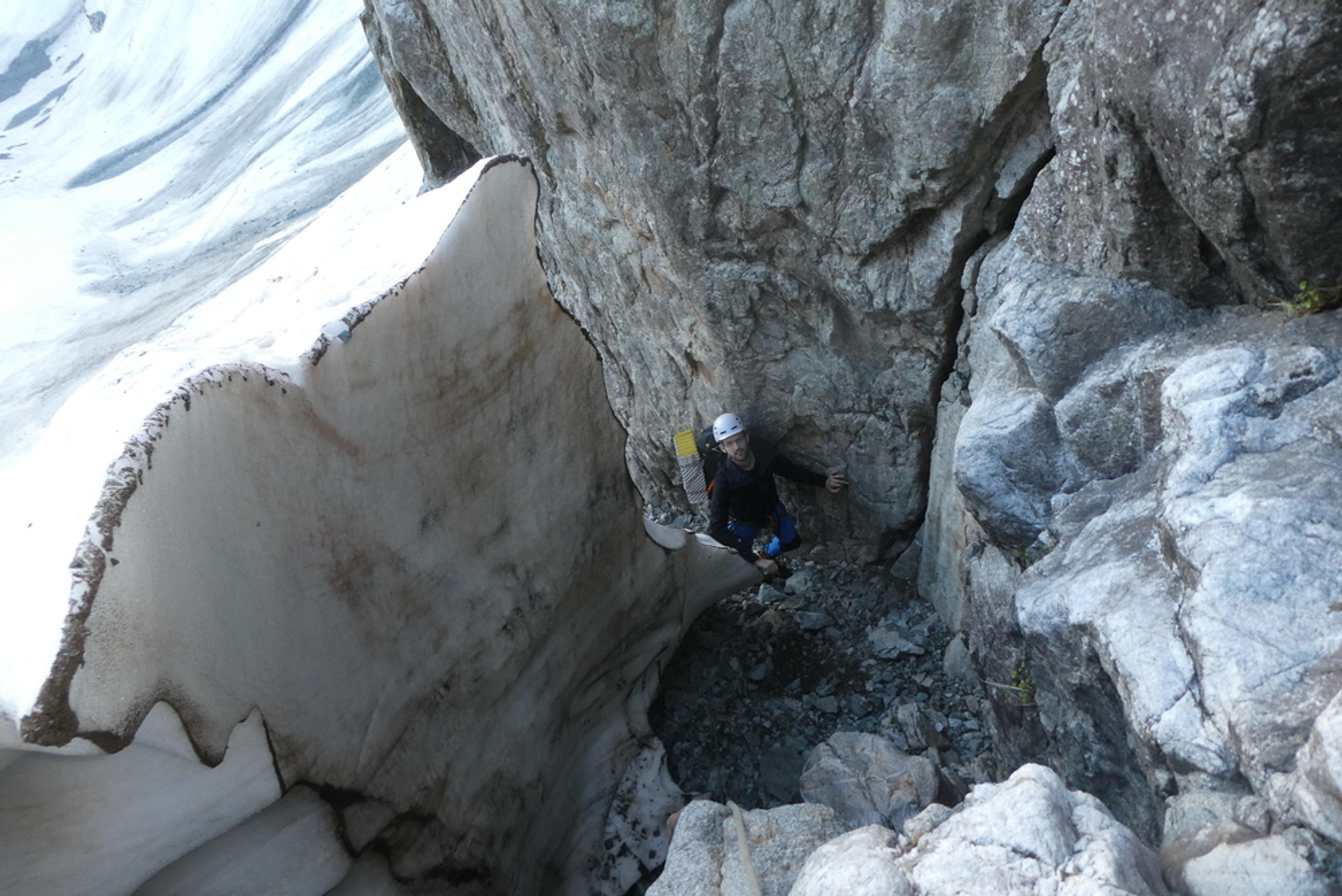 Pilier sud Barre Ecrins - Juste après la rimaye