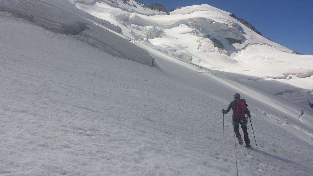 Pilier sud Barre noire - Jonction avec la voie normale du Dôme