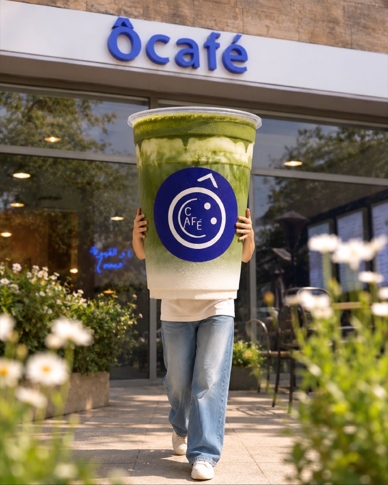 Giant matcha at the storefront