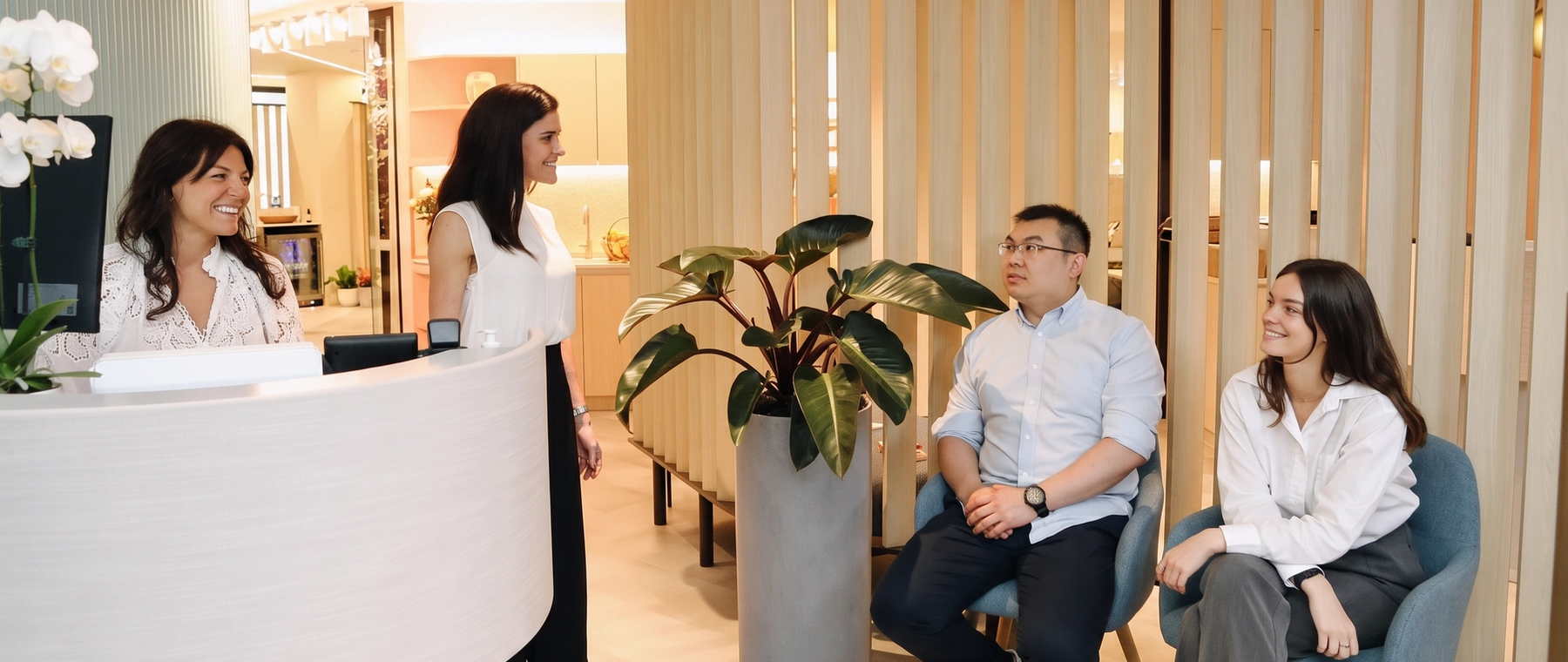 The AwareHub reception team welcoming clients