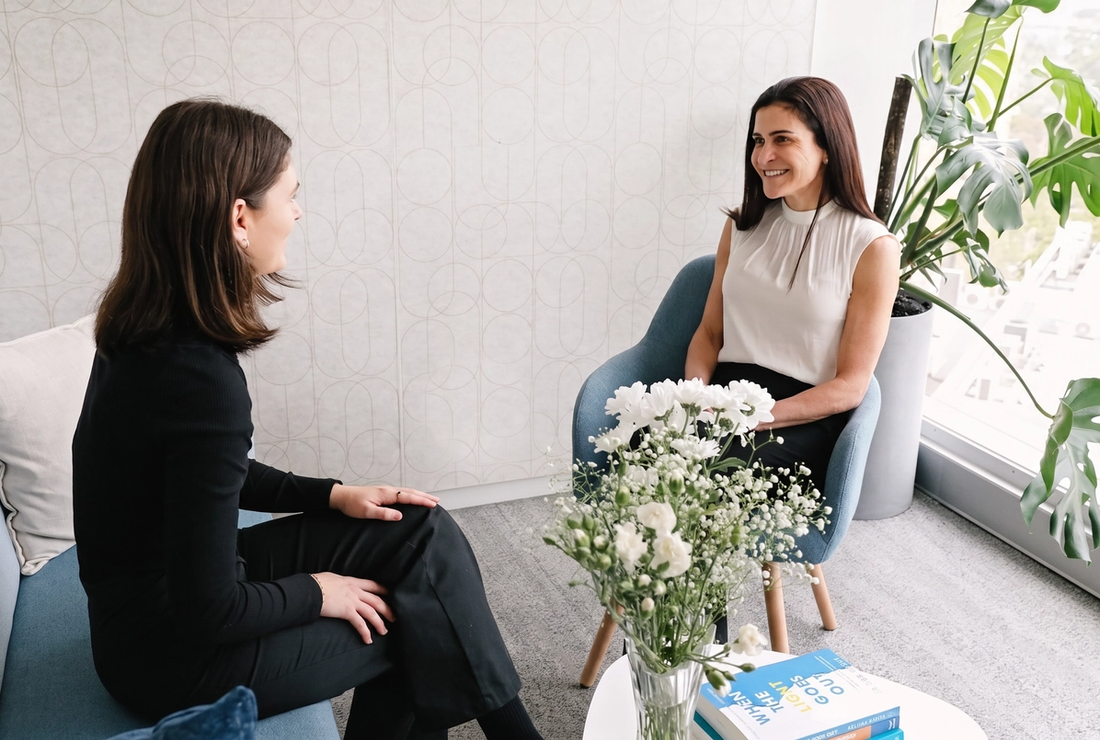 A calm conversation in a consulting room at AwareHub